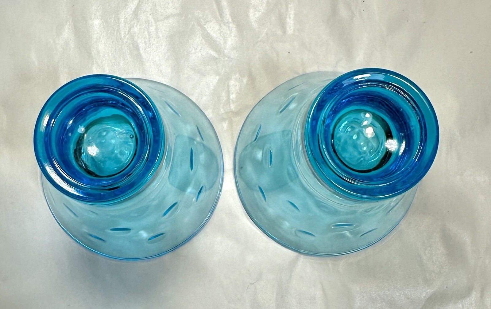 Set Of 2 Hazel Atlas Capri Blue Dot Cocktail Barware Glasses 4 Ounces - Image 7