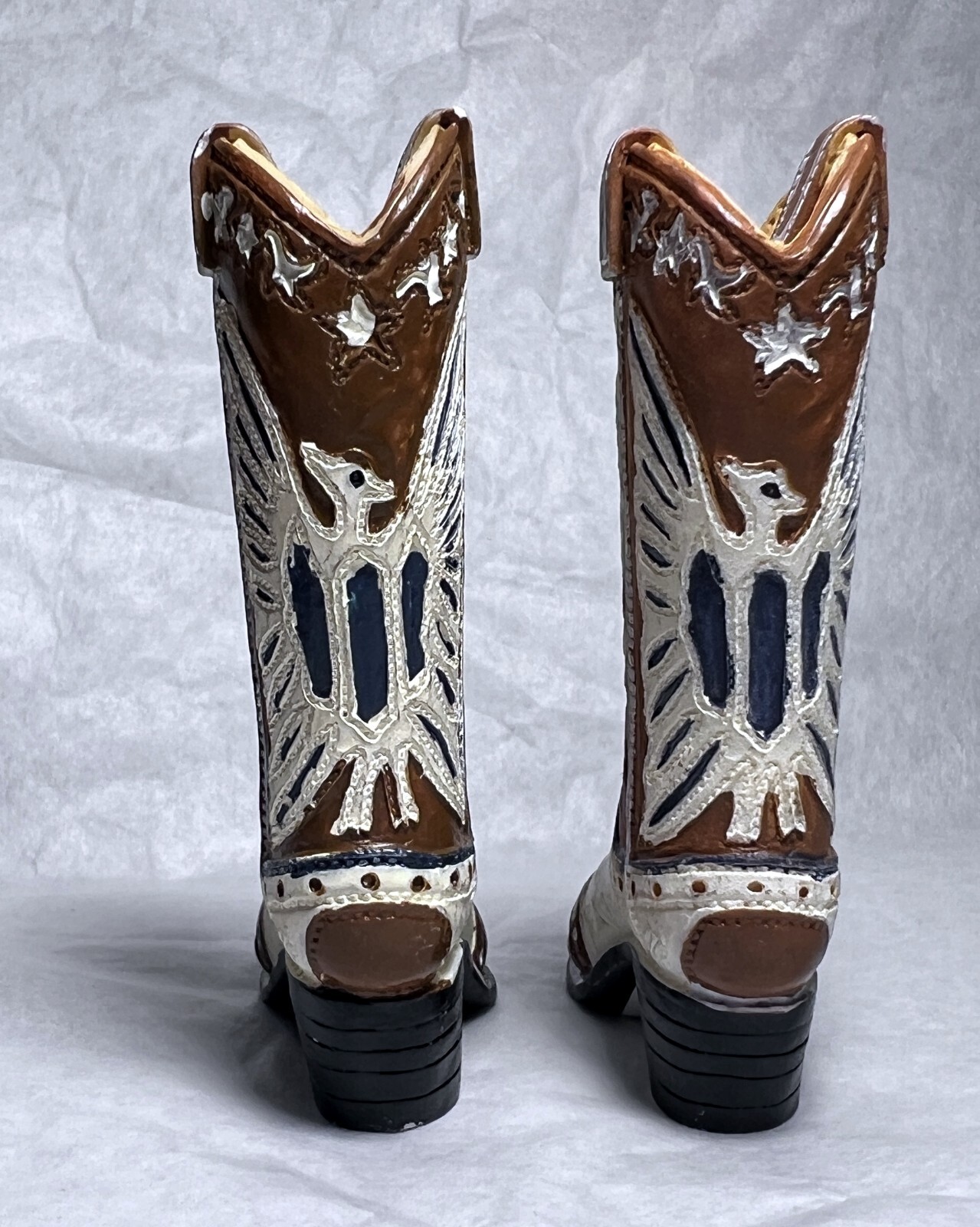 2¾" Tall Pair Ceramic Vintage Western Cowboy Boots - Miniature Not Real Boots - Image 3