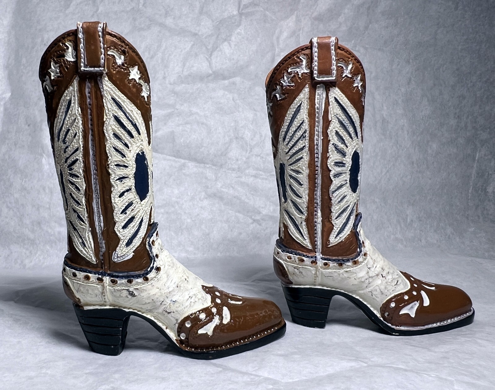 2¾" Tall Pair Ceramic Vintage Western Cowboy Boots - Miniature Not Real Boots - Image 4