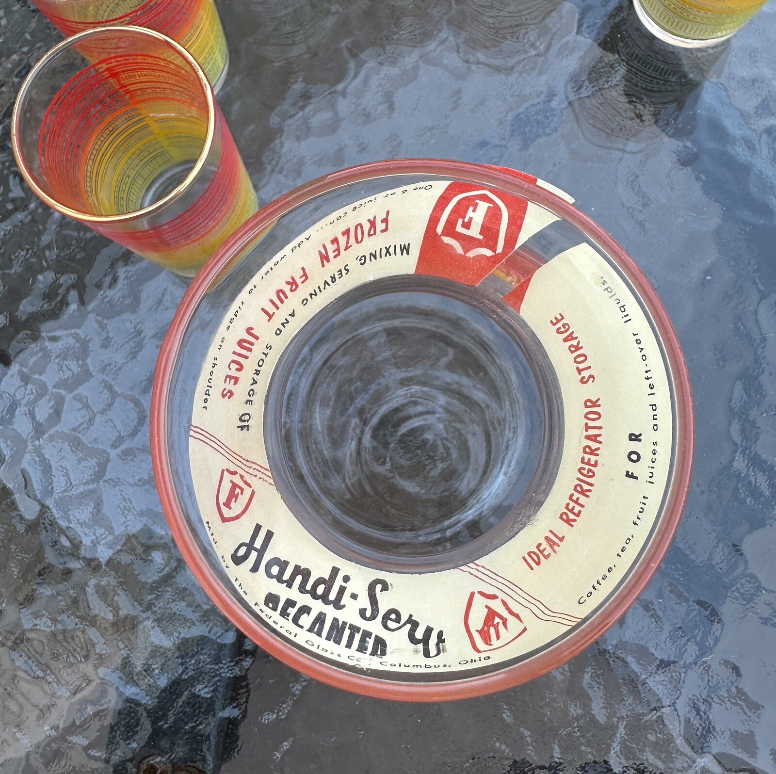 Federal Glass Handi-Serv Juice Glass Decanter Vintage Set w/ Six (6) Glasses NEW - Image 6