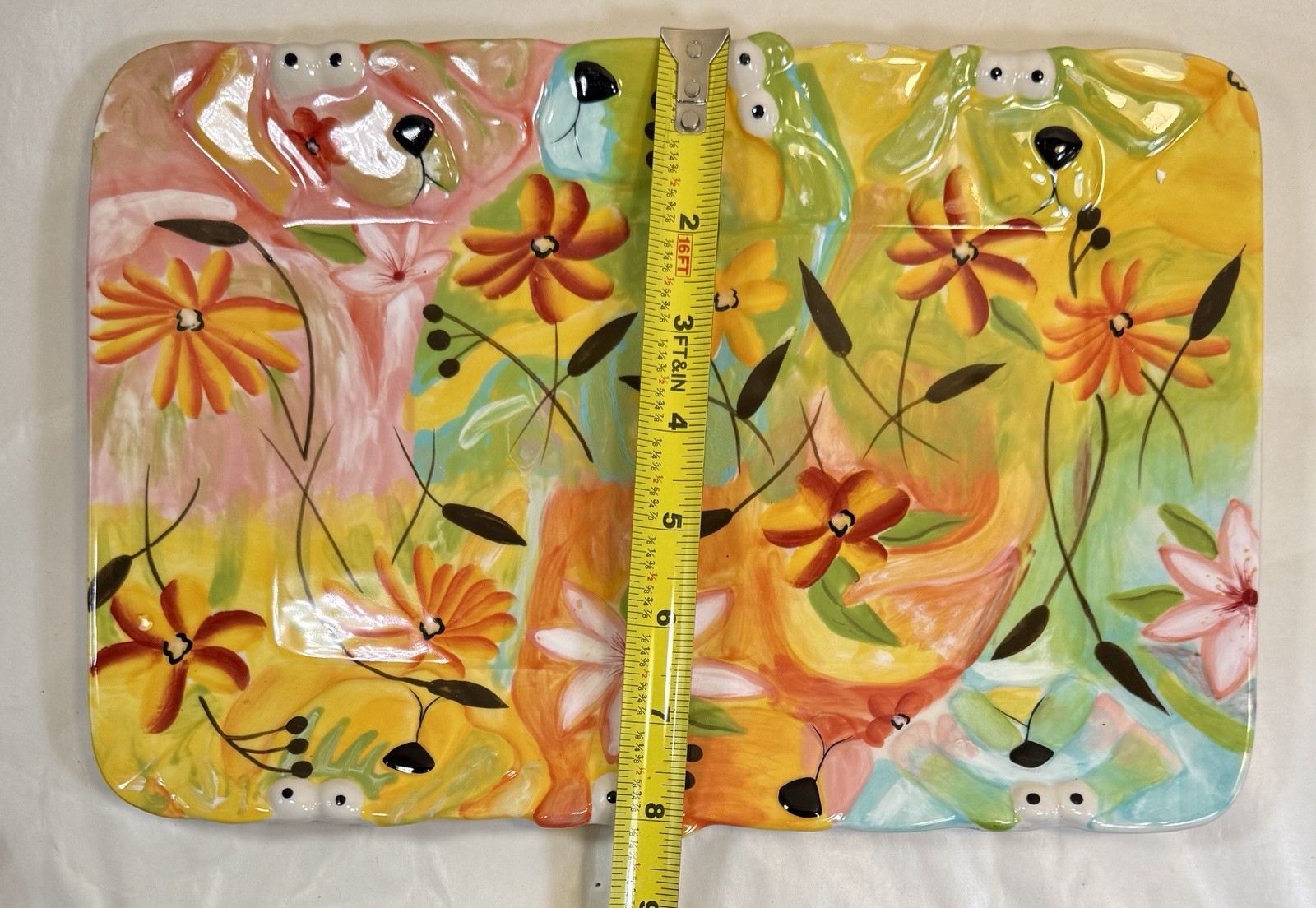 Flower Dog Artist Serving Platter / Wall Hanging 8 x 12" - New Old Stock - Image 2