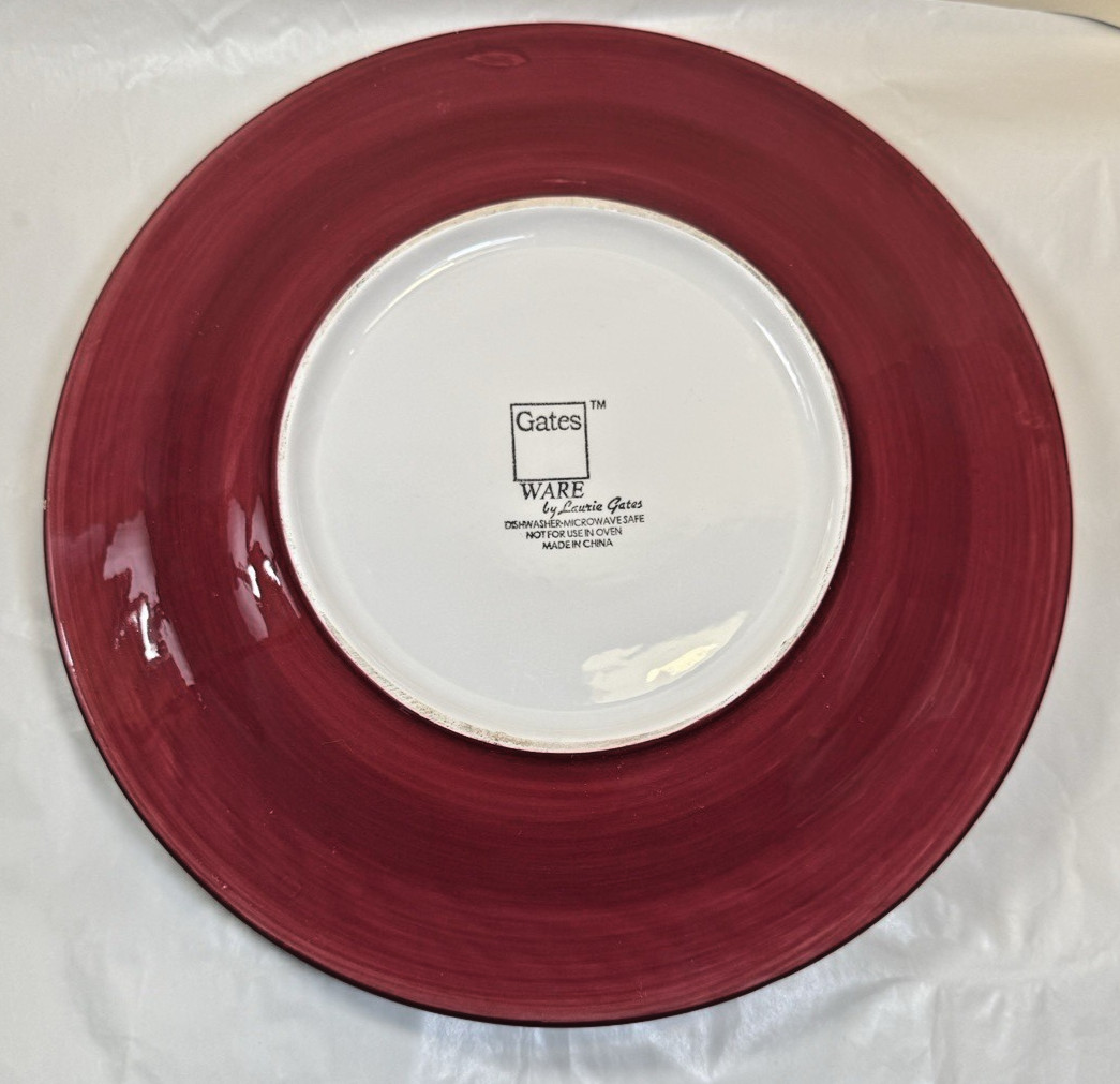 Laurie Gates Glazed Pottery Hand Painted Platter - 11-3/4" - Immaculate - Image 2