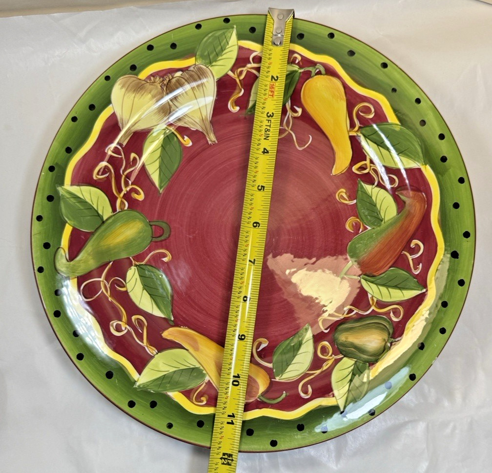 Laurie Gates Glazed Pottery Hand Painted Platter - 11-3/4" - Immaculate - Image 3