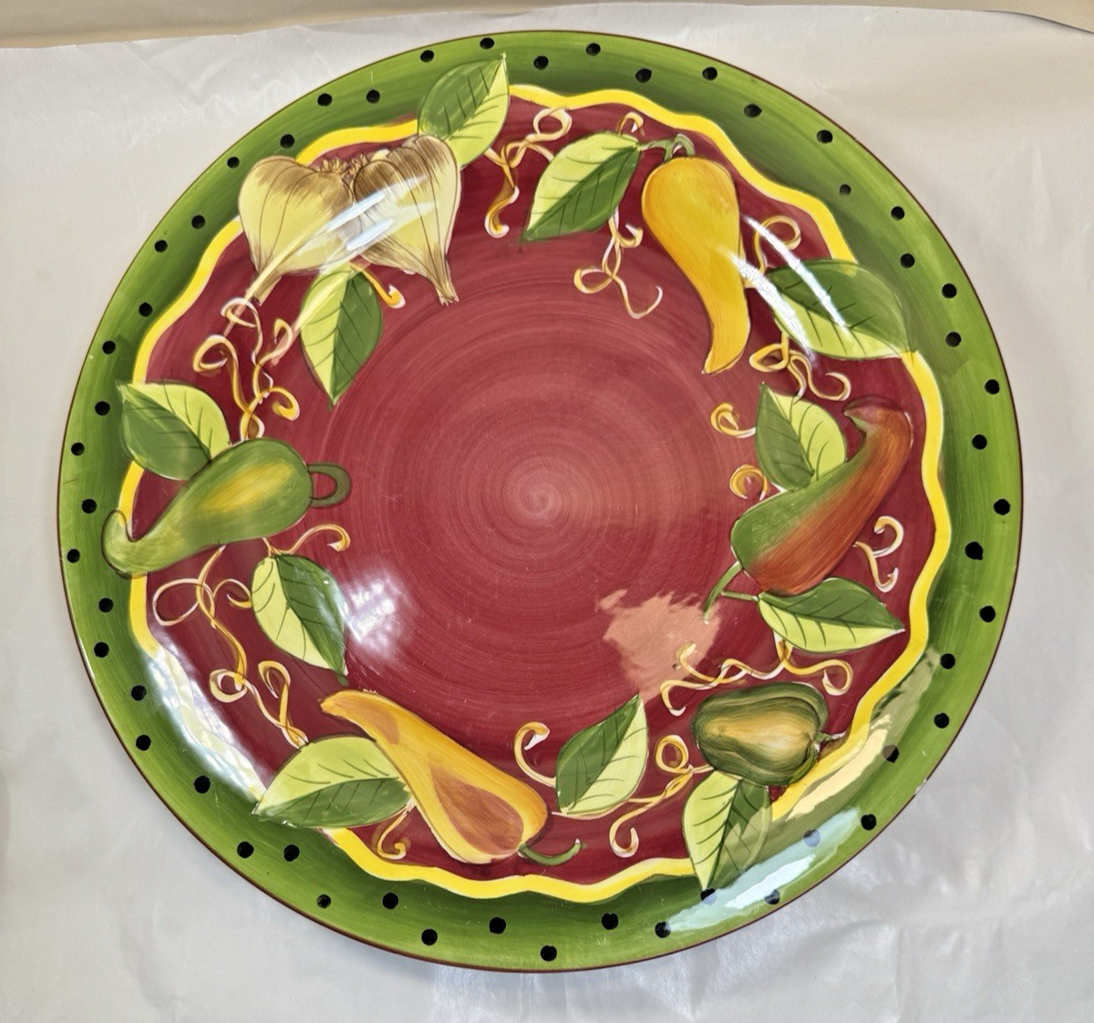 Laurie Gates Glazed Pottery Hand Painted Platter - 11-3/4" - Immaculate