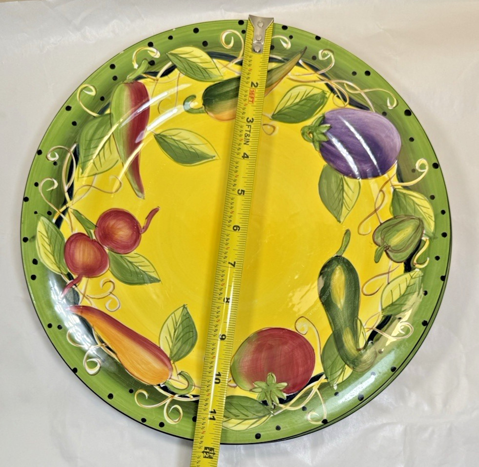 Laurie Gates Pottery Hand Painted Platter - 11-3/4" - Glazed - EUC, Tiny Chip - Image 3