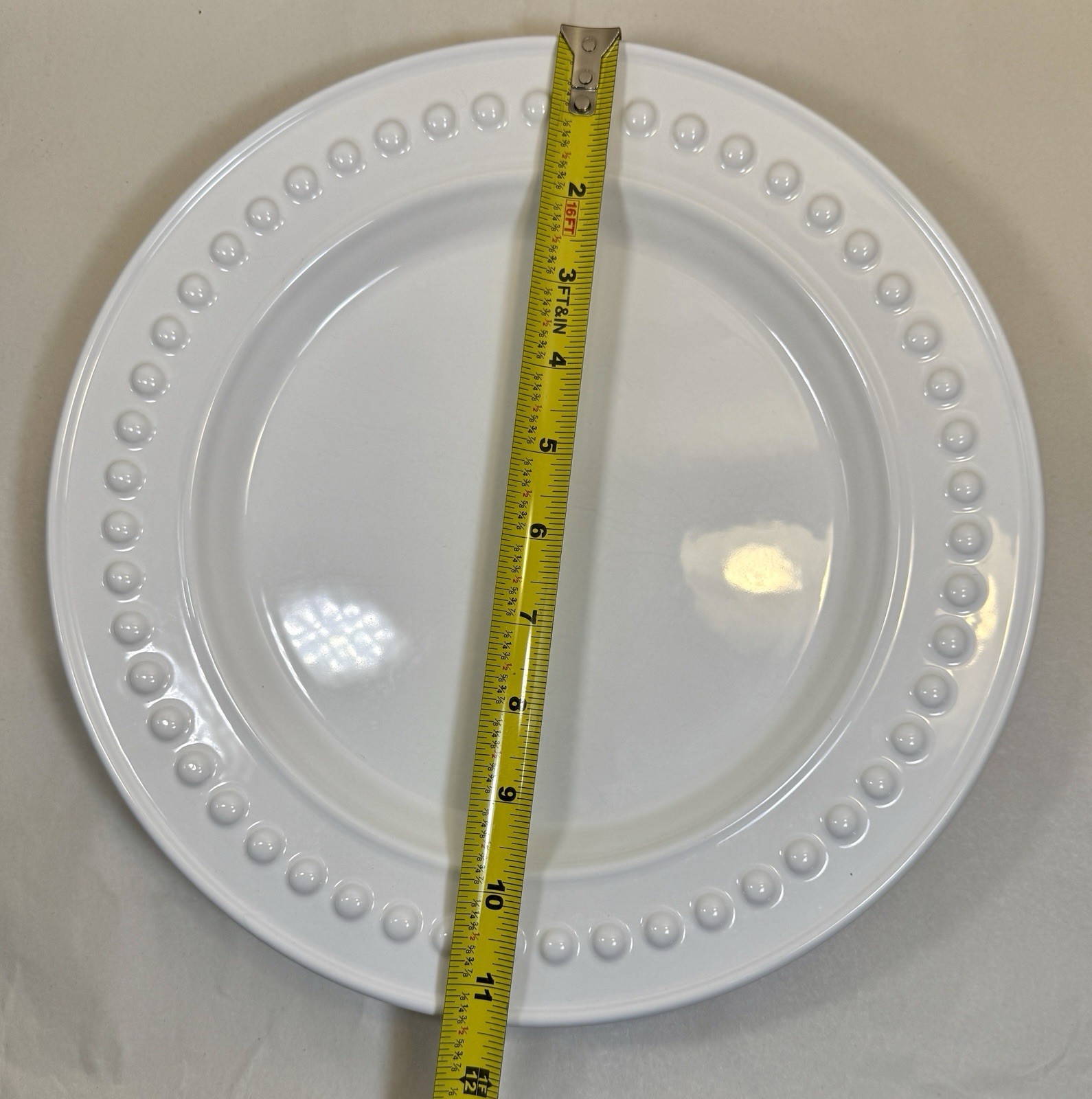 Set of 3 Fapor Delmar White Dinner 11.5” Plates Raised Embossed Dots - UNUSED - Image 2
