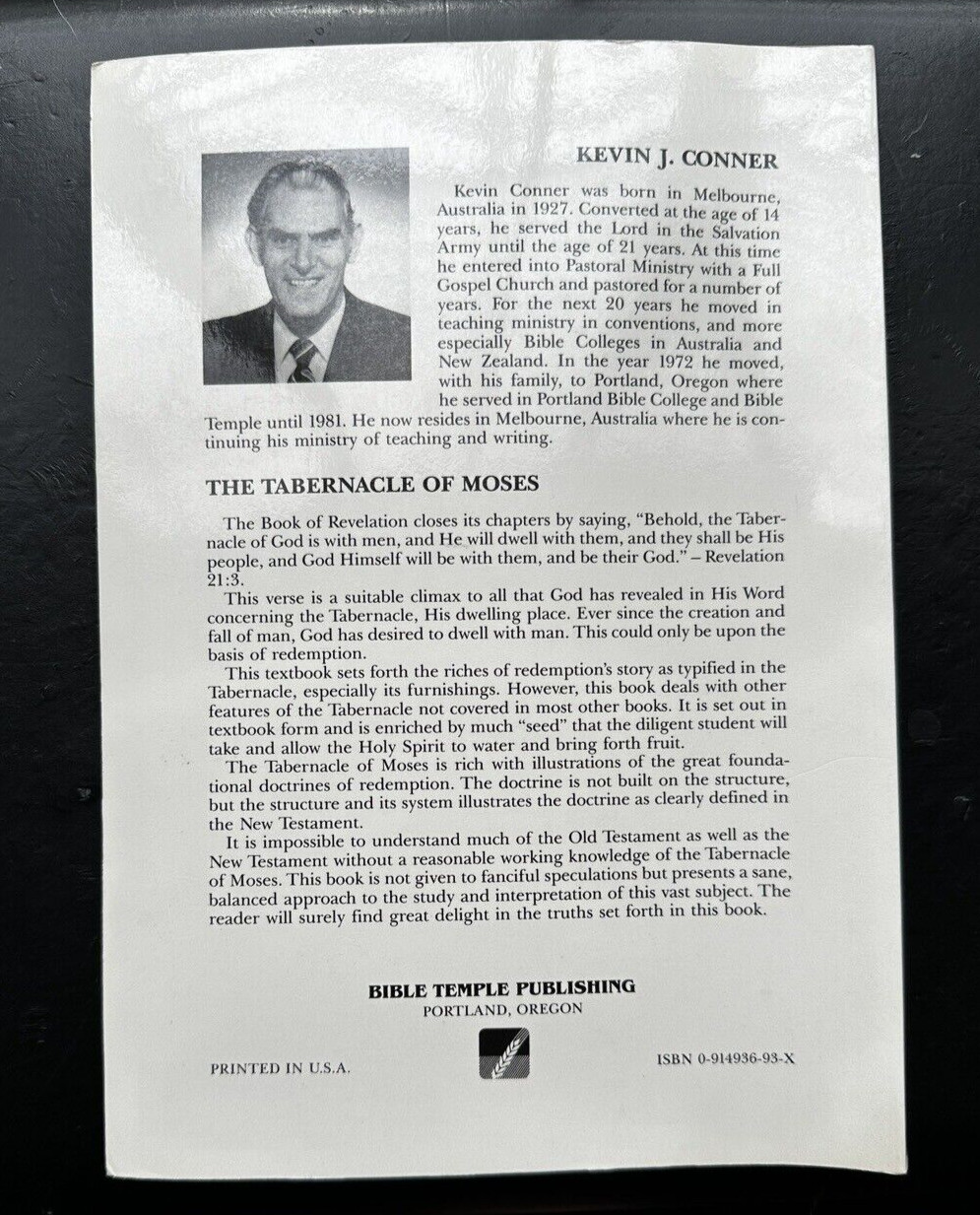 The Tabernacle of Moses - Kevin J. Conner - First Ed. 1975 - Image 3