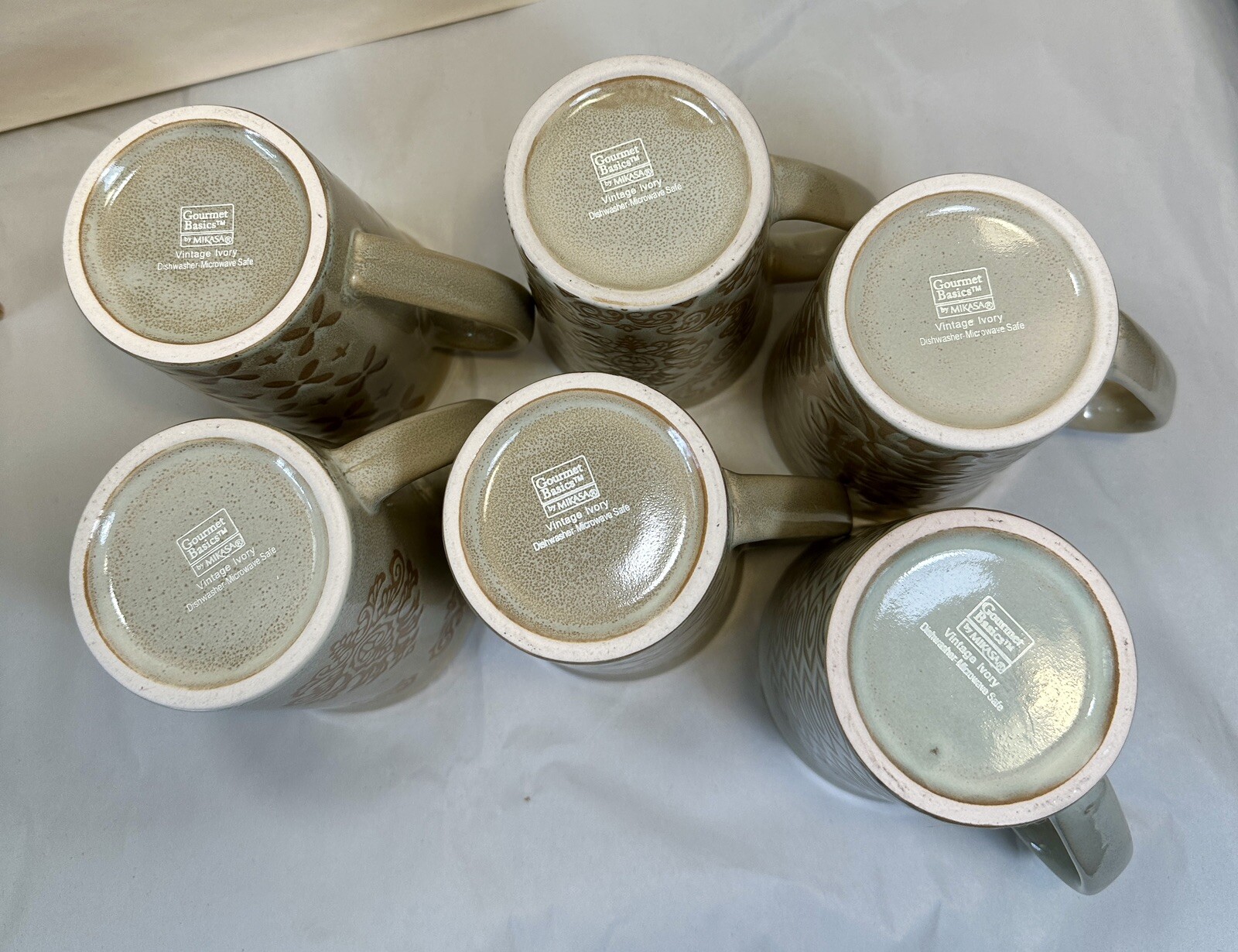 Mikasa Stoneware Coffee / Tea Mugs Gourmet Basics Vintage Ivory Set Of 6 - NEW - Image 9
