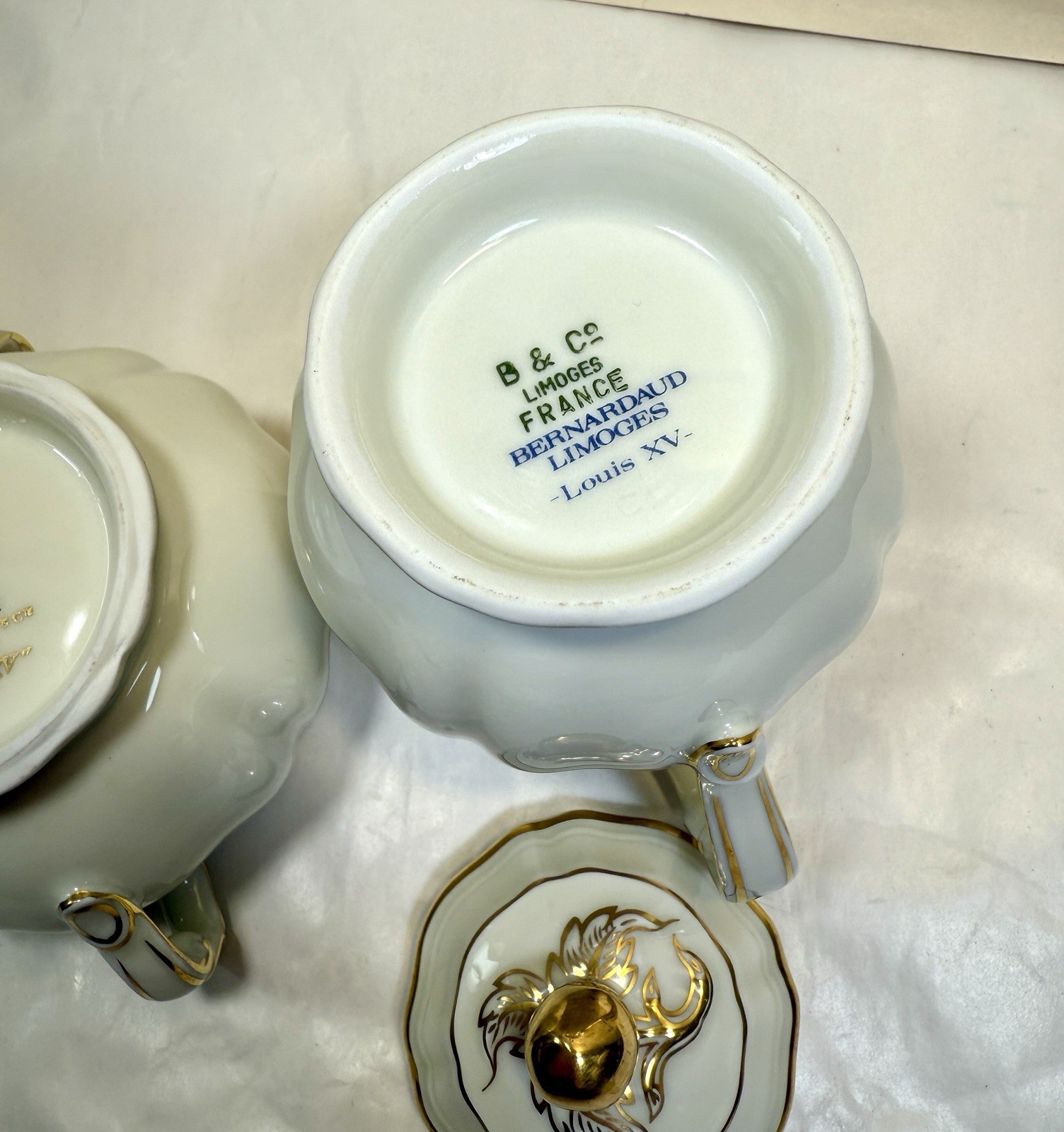 Bernardaud Limoges Louis XV Creamer and Sugar Bowl - Image 8