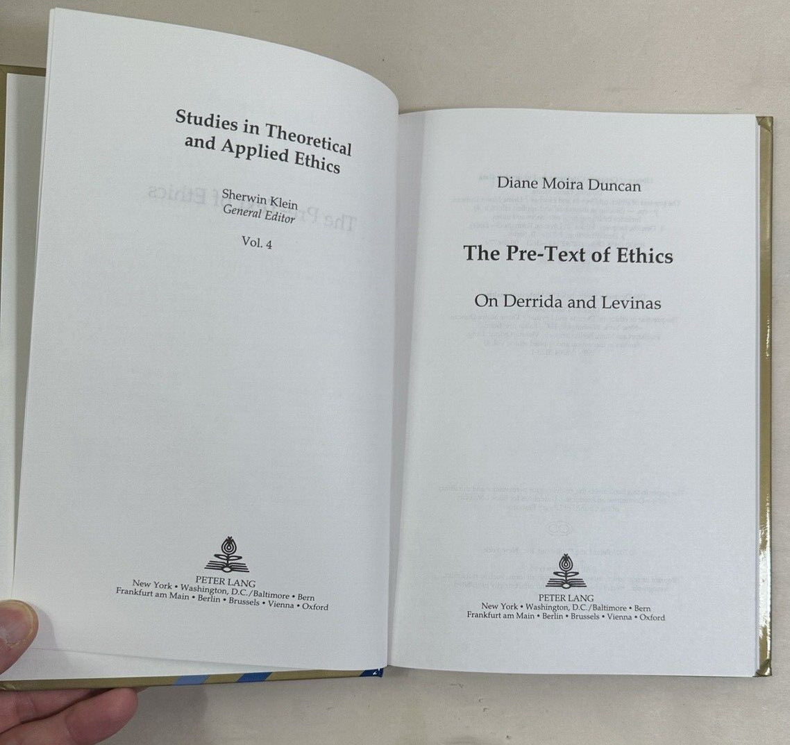 The Pre-Text of Ethics: On Derrida and Levinas - Diane Moira Duncan - Immaculate - Image 1