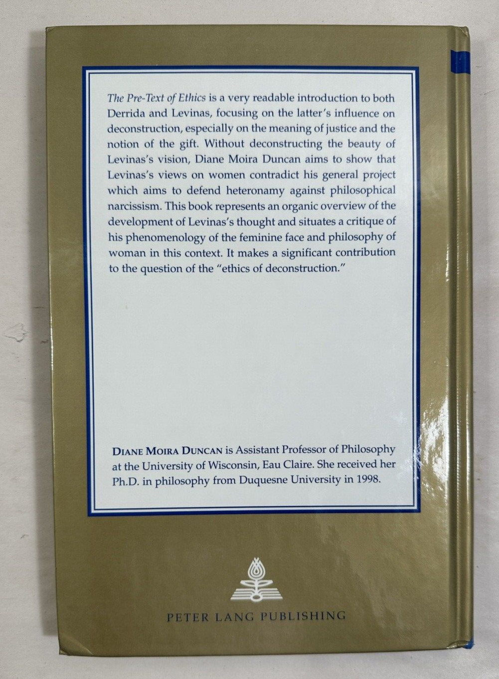 The Pre-Text of Ethics: On Derrida and Levinas - Diane Moira Duncan - Immaculate - Image 7