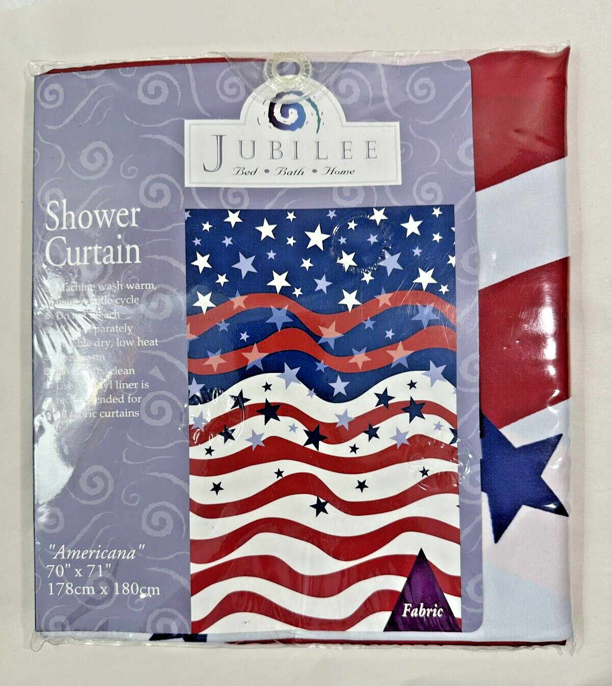 JUBILEE "Americana" Stars and Stripes / Fourth of July Fabric Shower Curtain