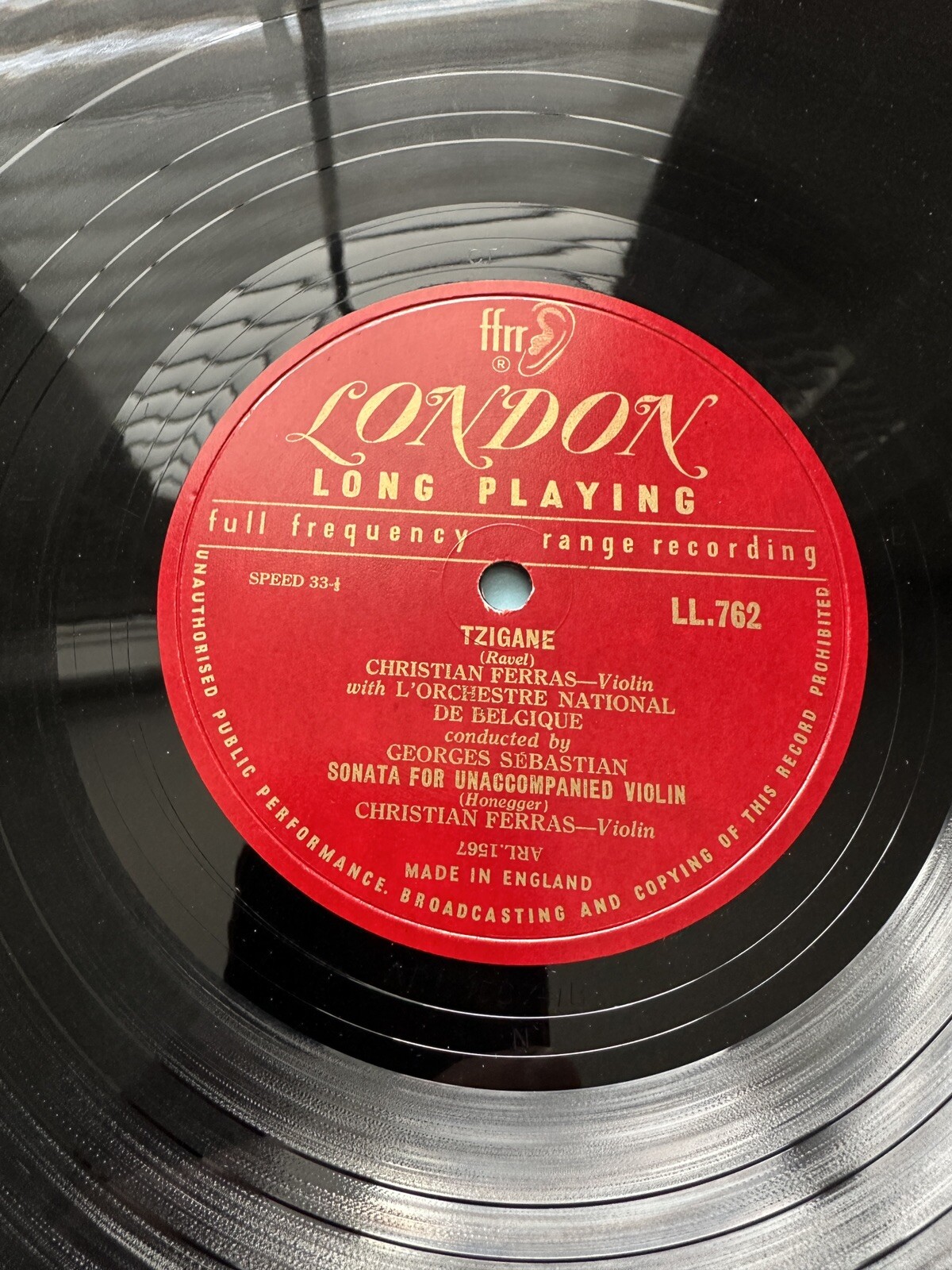 Ferras: Chausson Poème, Ravel Tzigane, Honneger Sonata - London LL-762, 1957 - Image 6