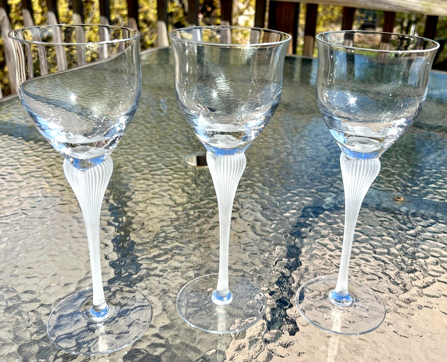 Three Mikasa Sea Mist Clear Frost Stem Crystal Water / Wine Goblets - 9 1/4" - Image 2