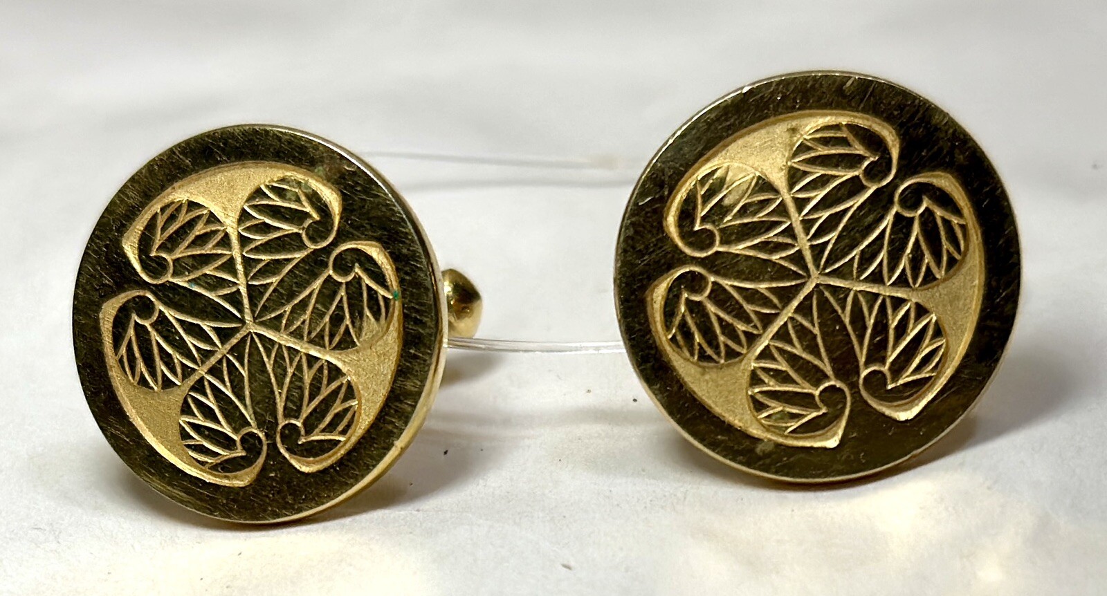 Family Crest Japan Samurai Emblem Mitsuba-Aoi Three Hollyhock Leaves Cufflinks - Image 6