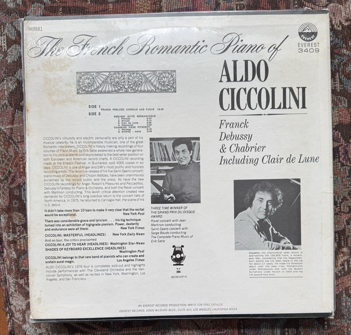 SEALED: French Romantic Piano of Aldo Ciccolini - Everest 3409 - Image 1