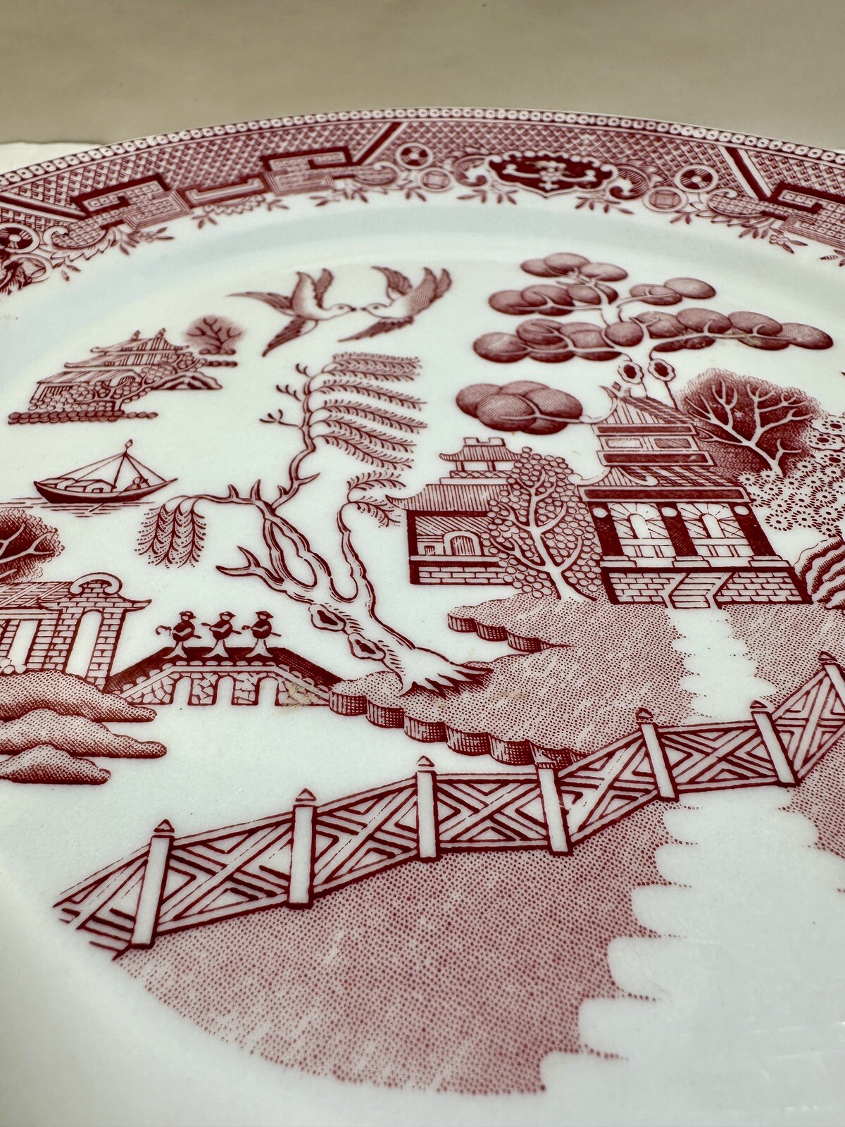 Set of Three (3) Red Willow Grafton Chop Dinner Plates - 10-3/8" - Carr China - Image 3