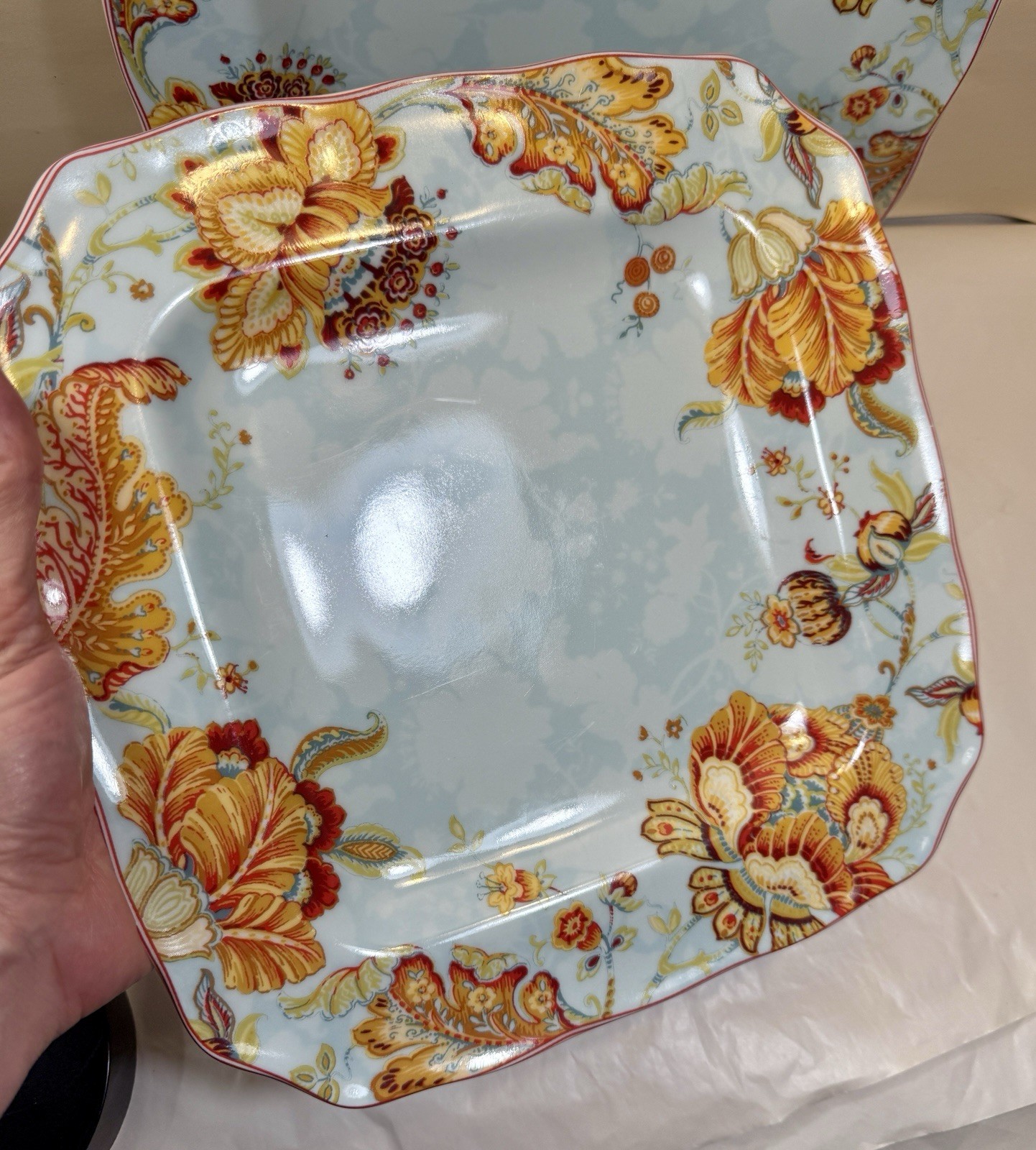 222 Fifth Gabrielle Spring Blue 11" Dinner Plates - Set of 2 - Image 1