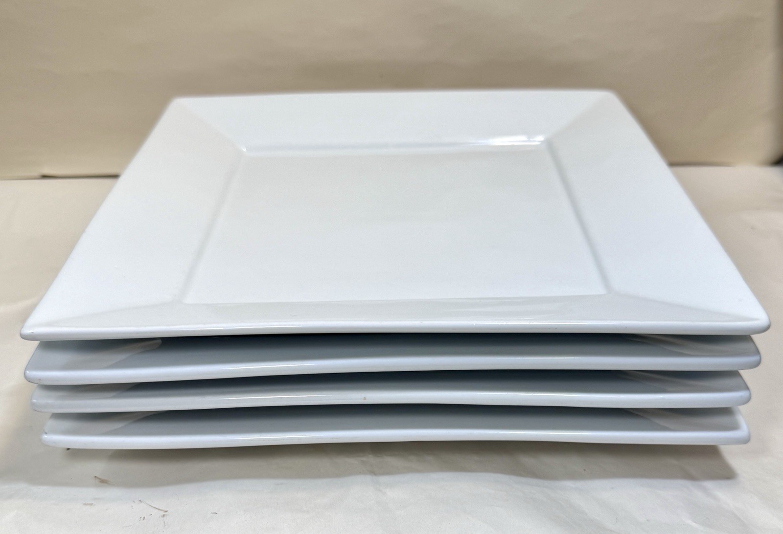 Fitz & Floyd Everyday White Porcelain Square Dinner Plates 10" Set of 4 - Image 2