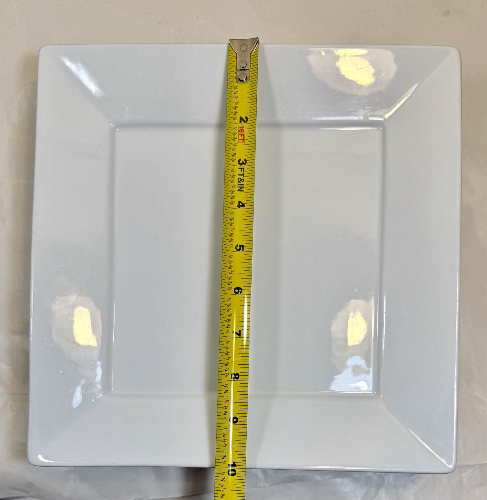 Fitz & Floyd Everyday White Porcelain Square Dinner Plates 10" Set of 4 - Image 3