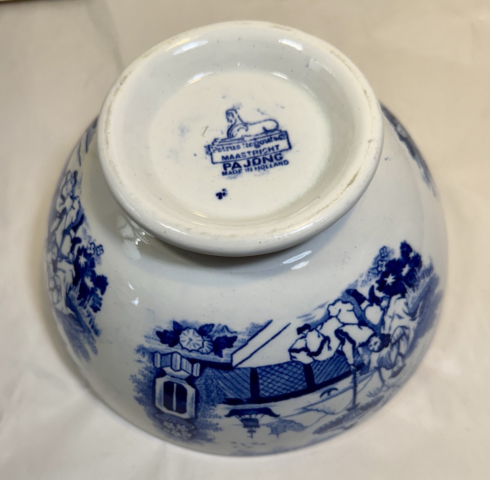 Petrus Regout & Co. Maastricht PaJong Porcelain Bowl Chinoiserie Transferware - Image 6