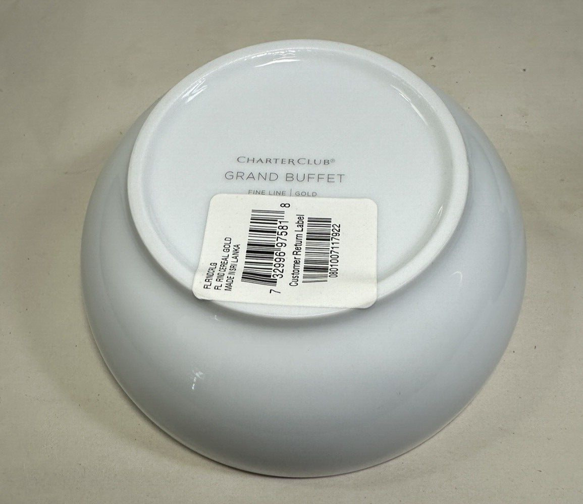 Six Charter Club Grand Buffet Gold Cereal Bowls - New With Tags, Still Wrapped - Image 6