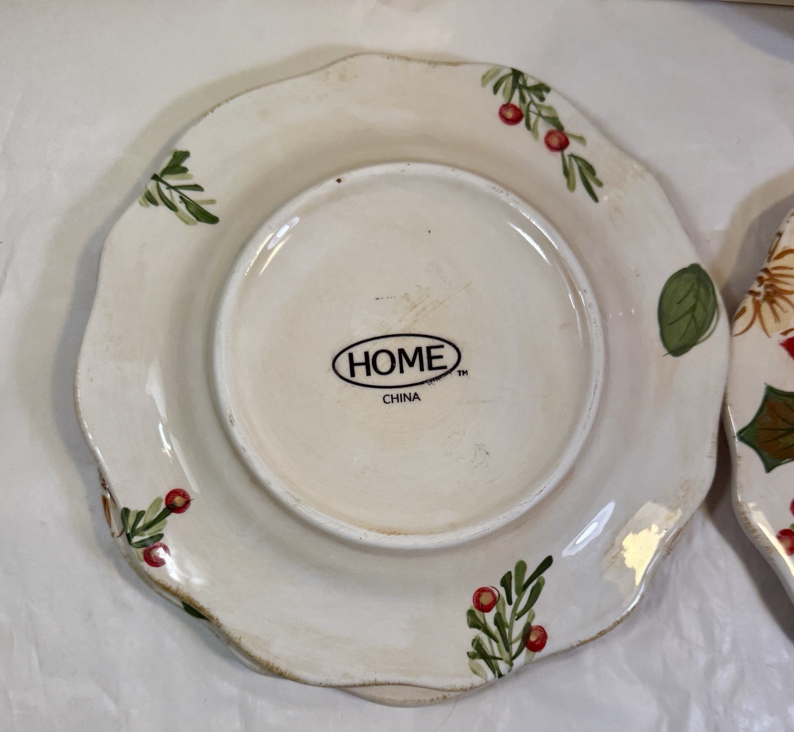 Set Of 4 Home Brand Poinsetta Bread / Salad / Dessert Plates Christmas NOS - Image 4