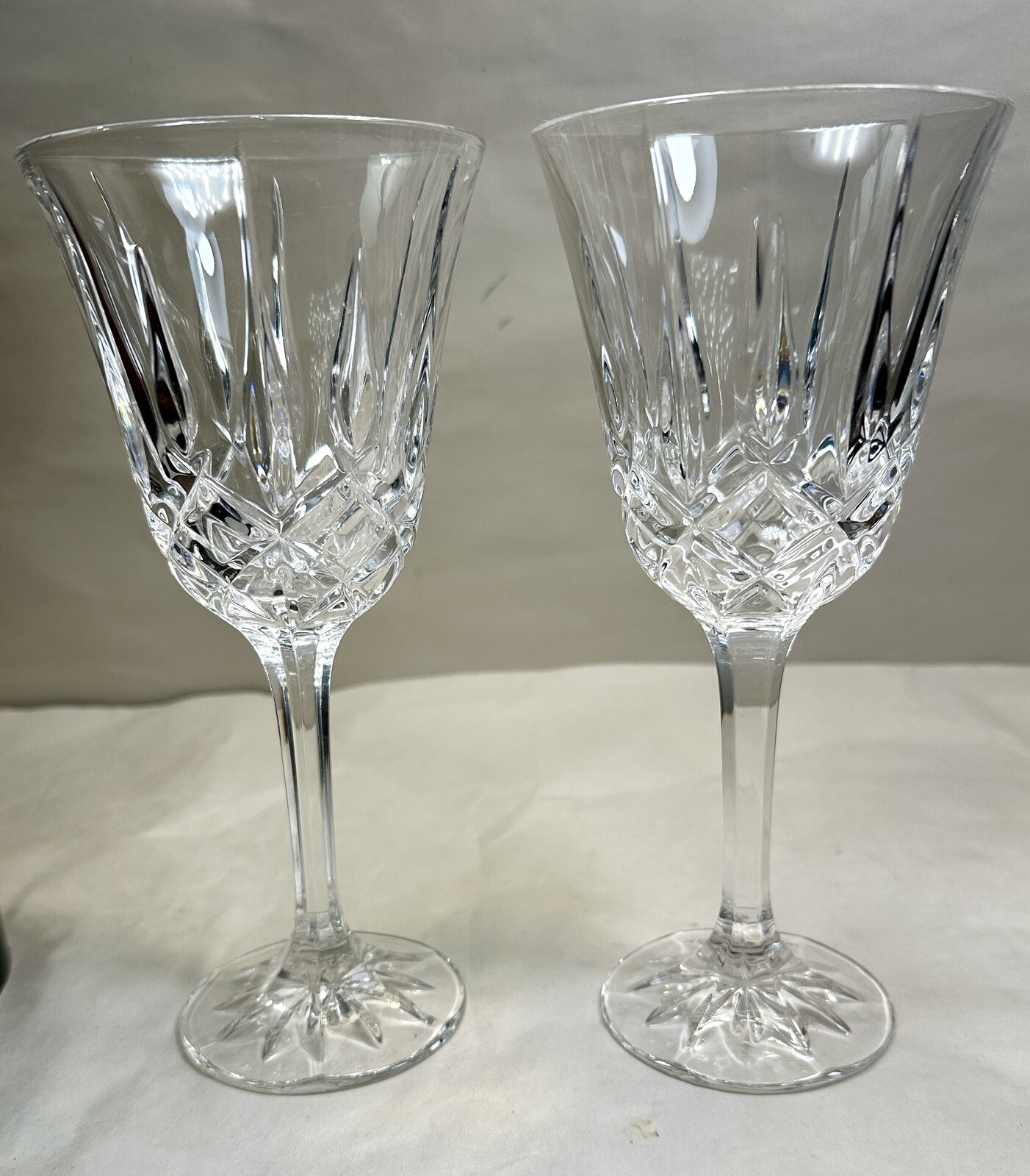 Set of Two (2) Noritake Germany Rockford Cut Crystal Wine Glasses 7.5”