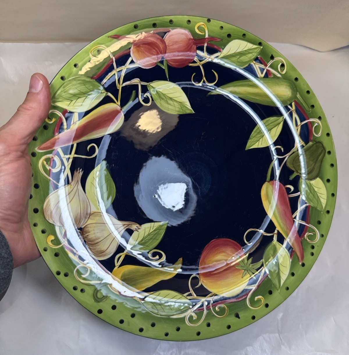 Laurie Gates Pottery Hand Painted Platter - 11-3/4" - Glazed, EUC - Image 1