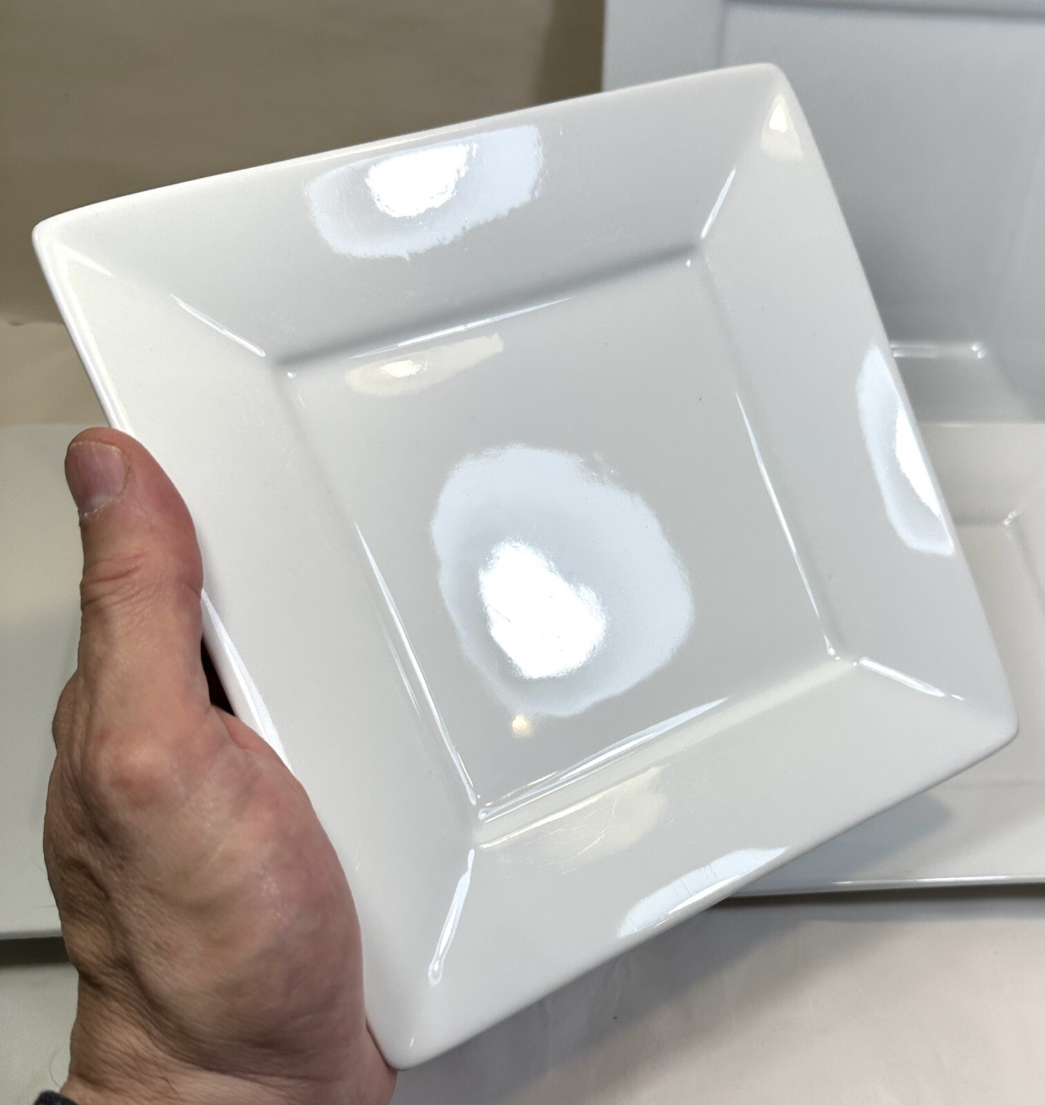 4 Fitz & Floyd Everyday White Porcelain Square Salad Plates 7 1/4" Oven Safe EUC - Image 1