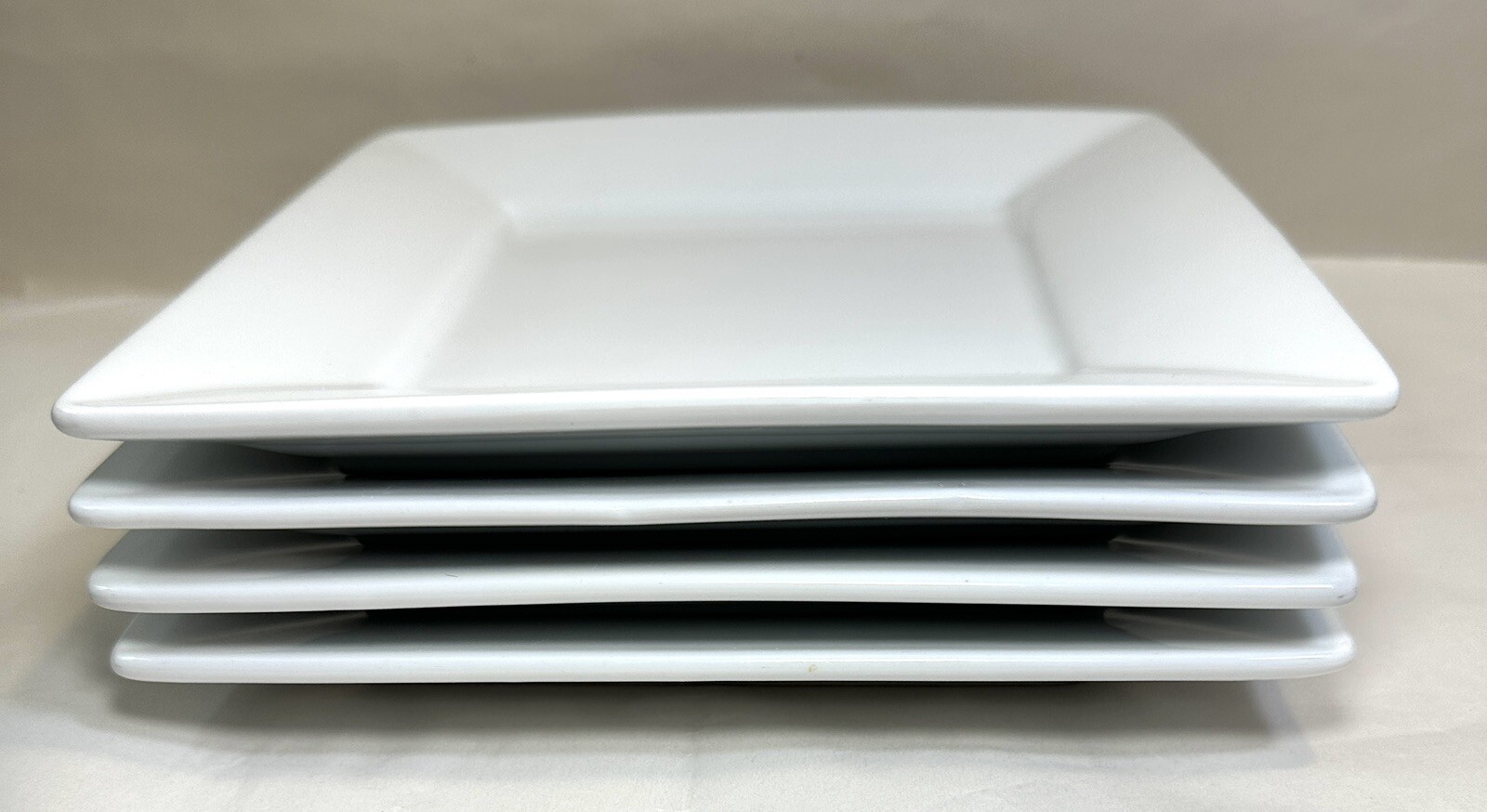 4 Fitz & Floyd Everyday White Porcelain Square Salad Plates 7 1/4" Oven Safe EUC - Image 3