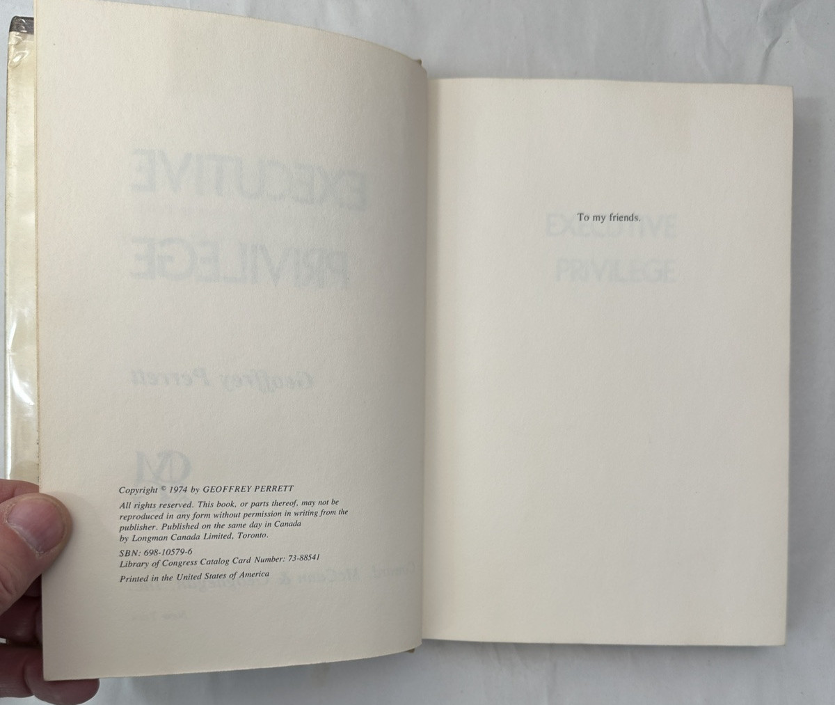 Executive Privilege - Geoffrey Perrett 1974 Hardcover Edition Dust Jacket - Image 2