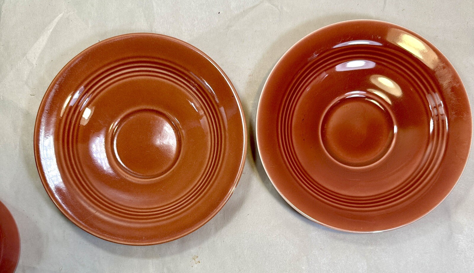 Set of 2 Harlequin Cup & Saucers - Coral - Homer Laughlin Pottery Vintage Retro - Image 6