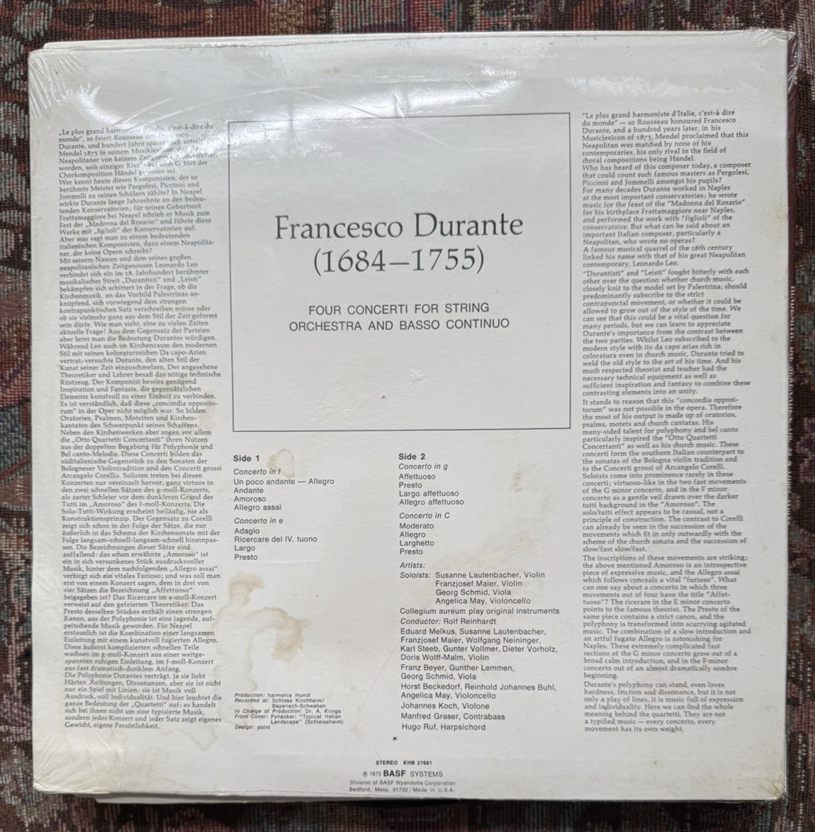 SEALED: Francesco Durante: Four Concerti For String Orchestra And Basso Continuo - Image 1
