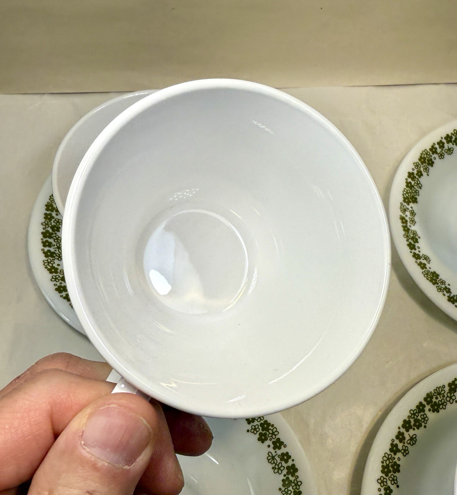 Corelle Livingware Coffee Cups Saucers Green Crazy Daisy Spring Blossom Set of 4 - Image 3