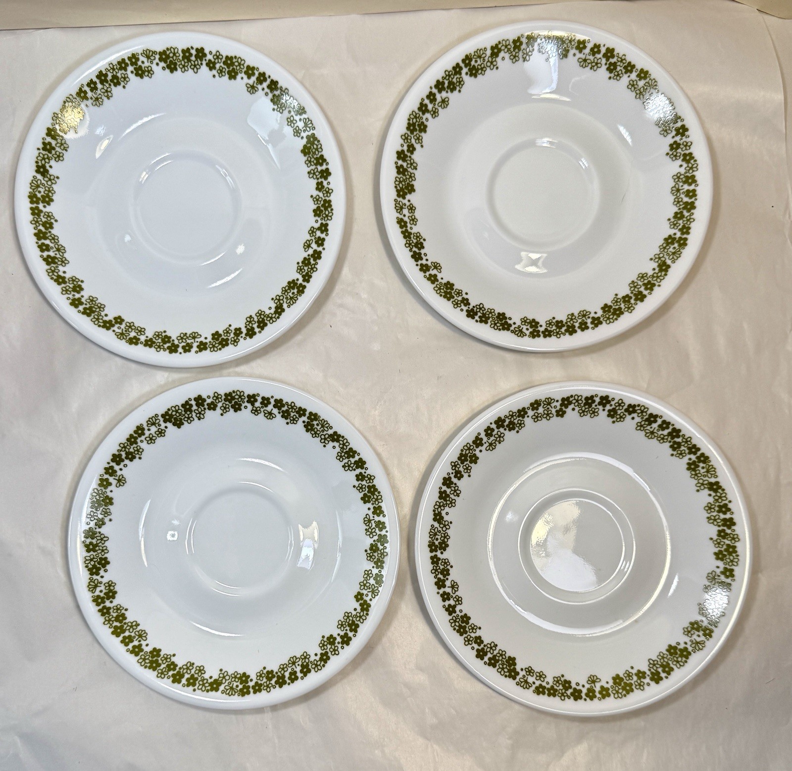 Corelle Livingware Coffee Cups Saucers Green Crazy Daisy Spring Blossom Set of 4 - Image 7