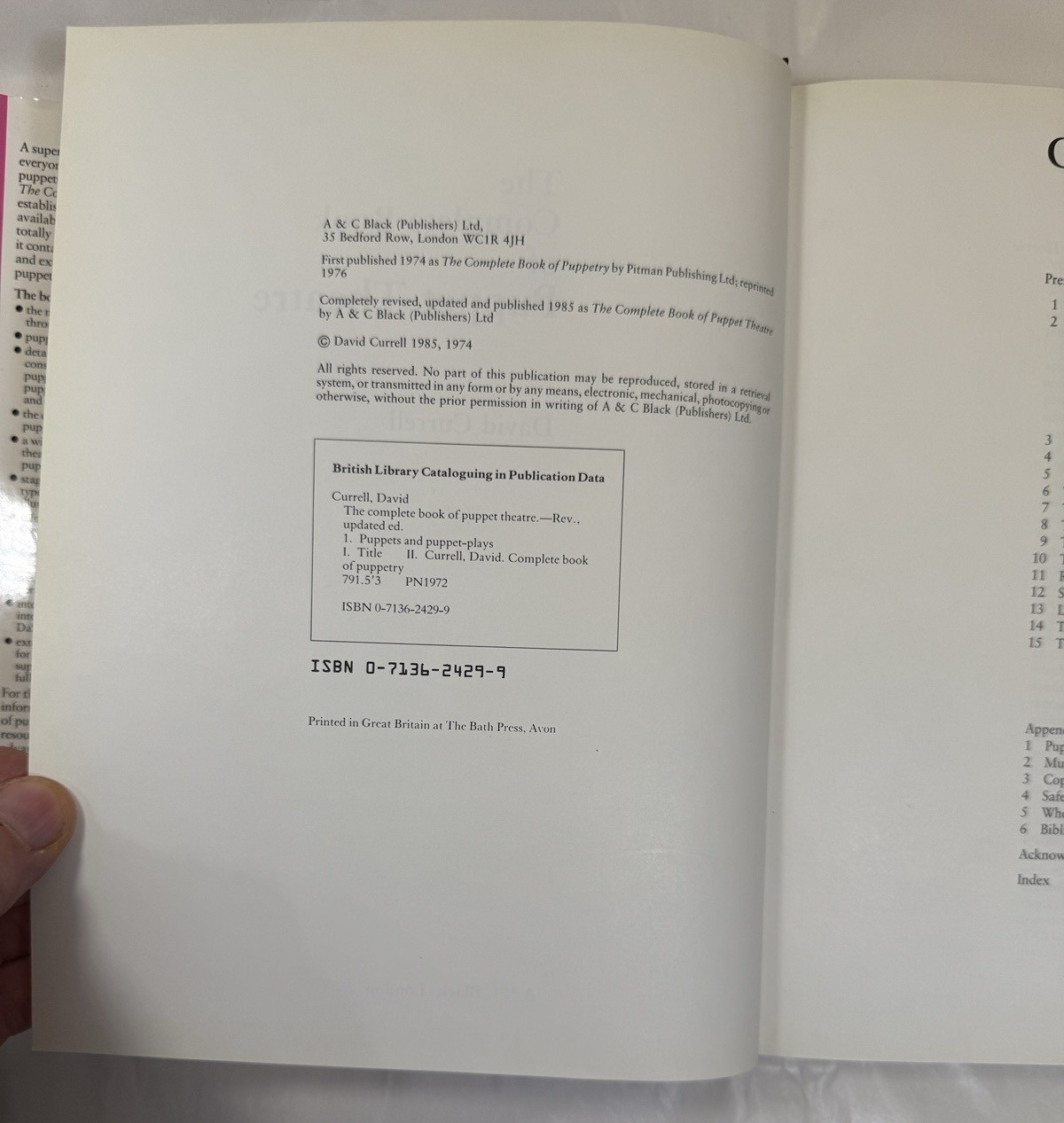 The Complete Book of Puppet Theatre - 1985 - David Currell /  A &C Black UK - Image 2