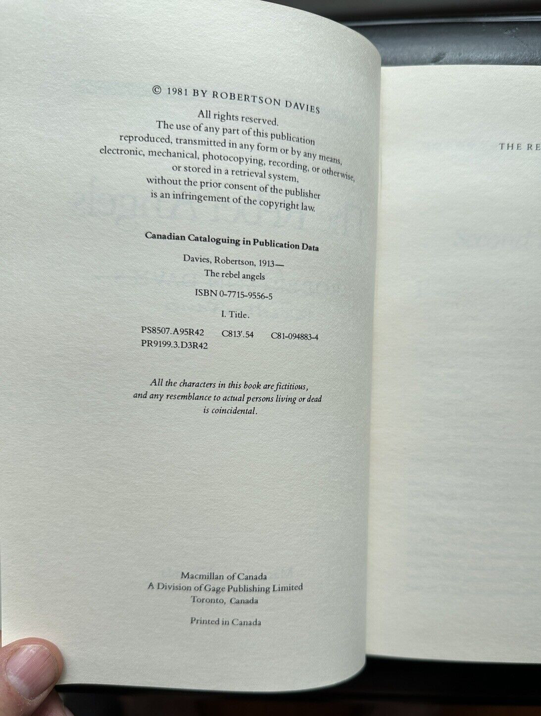 The Rebel Angels - Robertson Davies - Signed by the Author - First Edition HC - Image 4