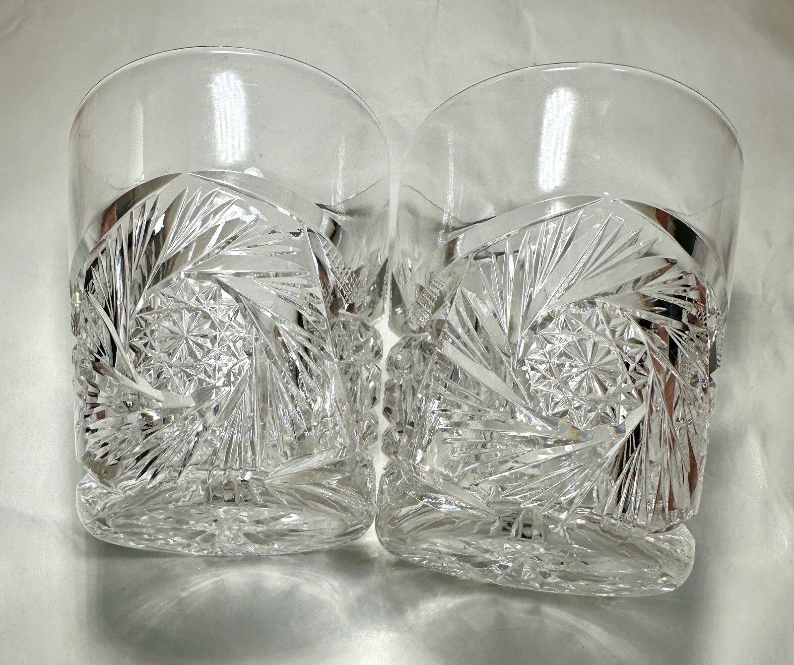 Set of Two (2) 3-3/4” American Brilliant Cut Crystal Tumbler Glasses - Image 4