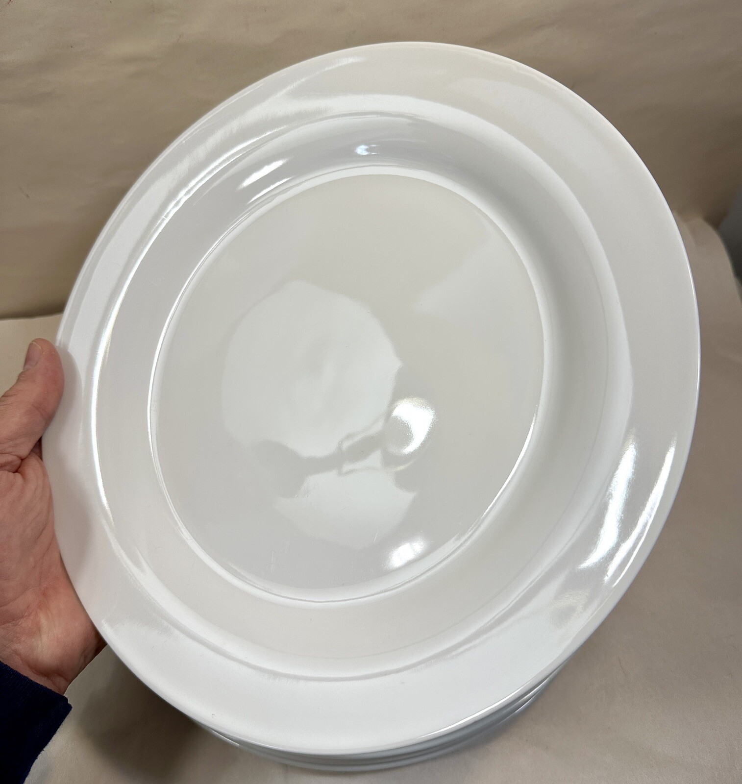 Set of Seven (7) World Market White Porcelain 10-1/2" Dinner Plates - Unboxed - Image 2