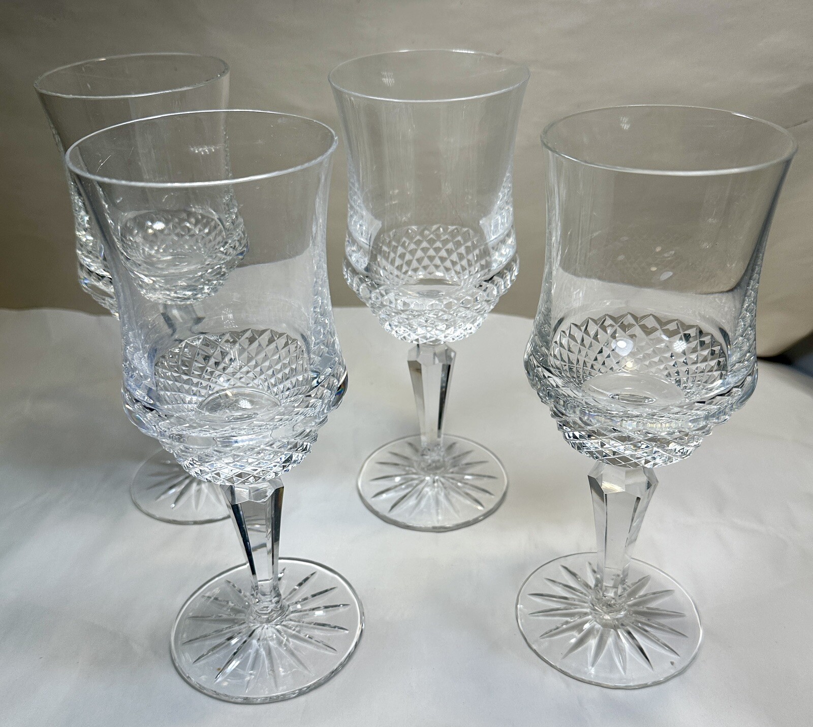 Set of 4 Galway Wedgewood Crystal Royal Irish 8 1/4" Water Wine Goblets Cut Base - Image 1