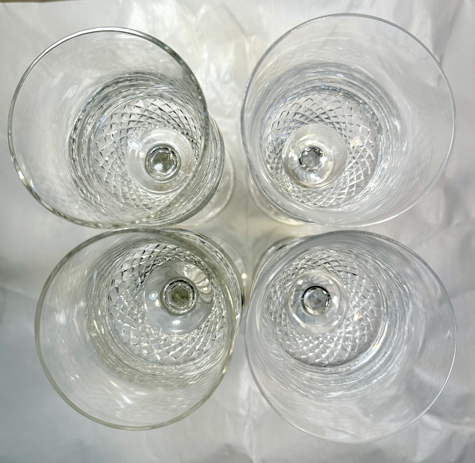 Set of 4 Galway Wedgewood Crystal Royal Irish 8 1/4" Water Wine Goblets Cut Base - Image 4