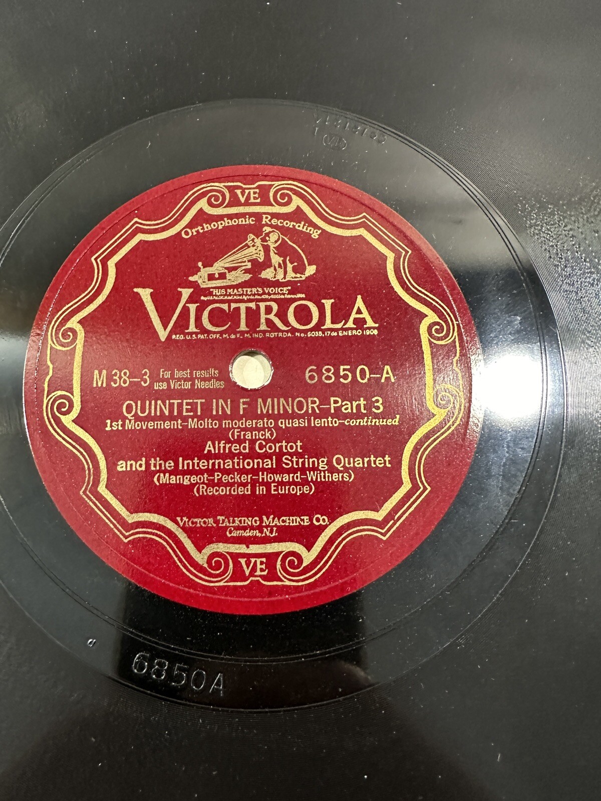 Alfred Cortot - Victrola– Set #M-38 “Quintette In F Minor” Franck - MM LPs - Image 5