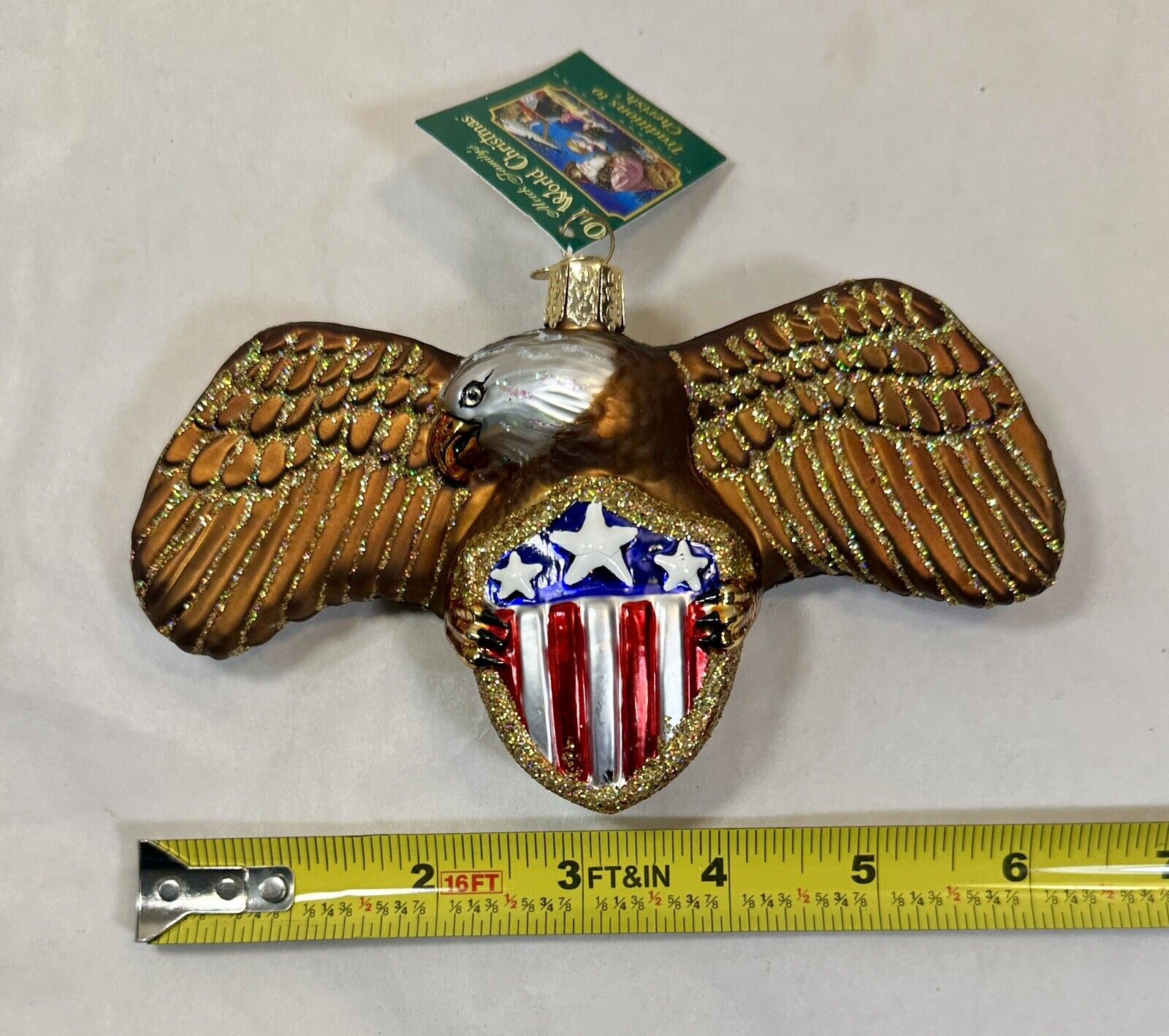 Merck Family's Christmas Glass Ornament American Eagle 6.5" - New with Tag - Image 1