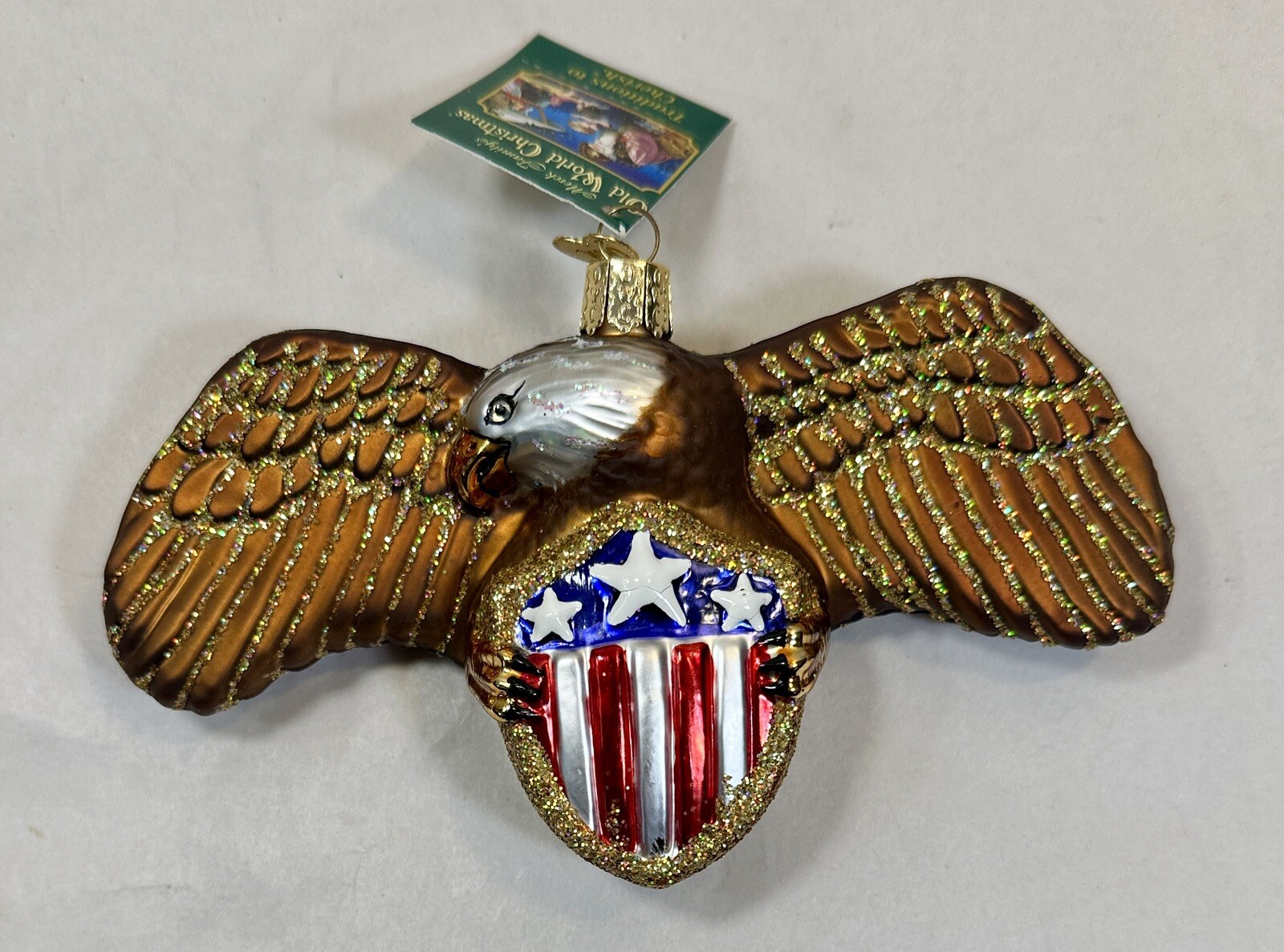 Merck Family's Christmas Glass Ornament American Eagle 6.5" - New with Tag