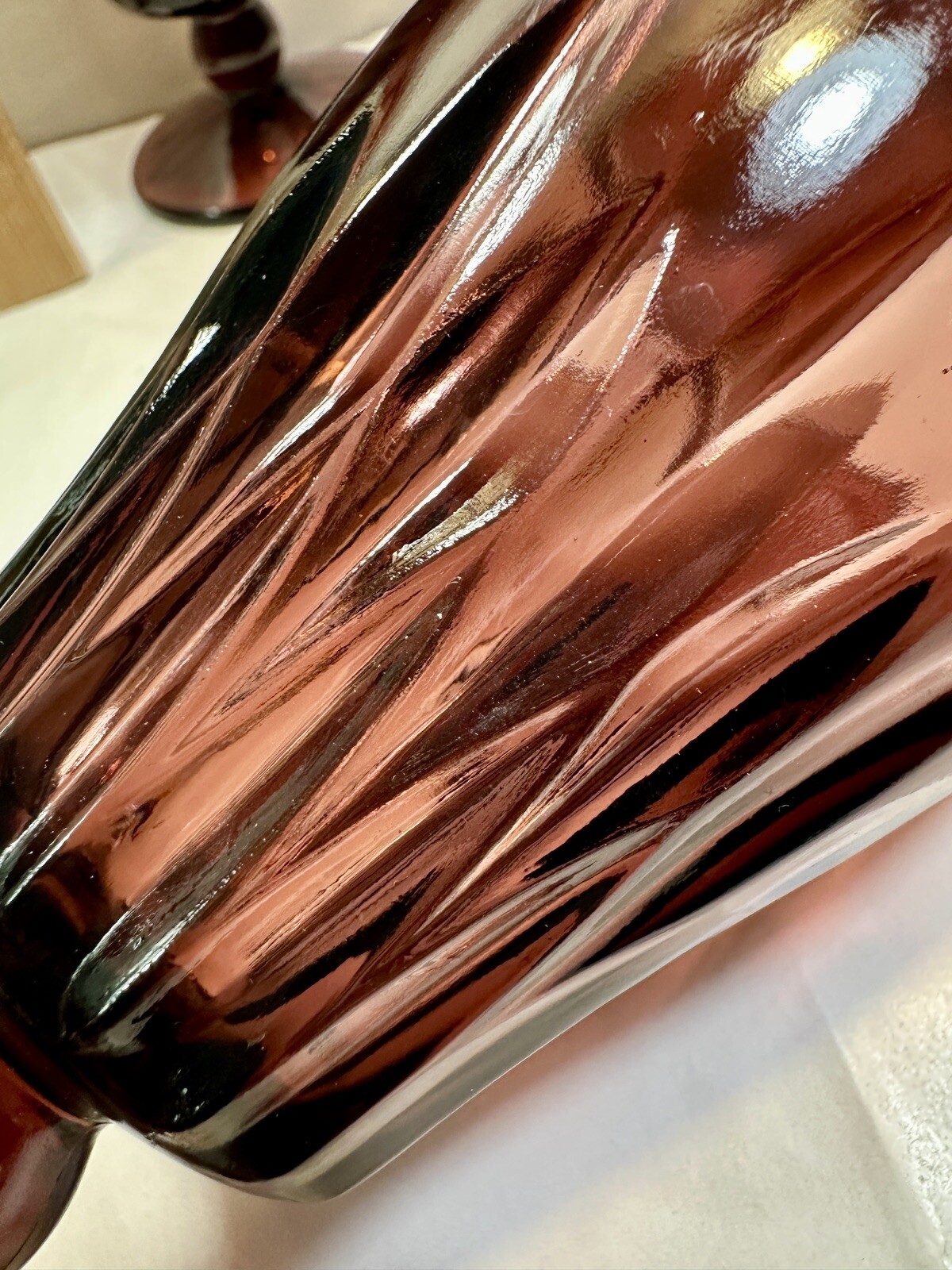 Five (5) Hazel Atlas Moroccan Amethyst 5.5" Footed Ice Tea Tumblers - Mint - Image 4