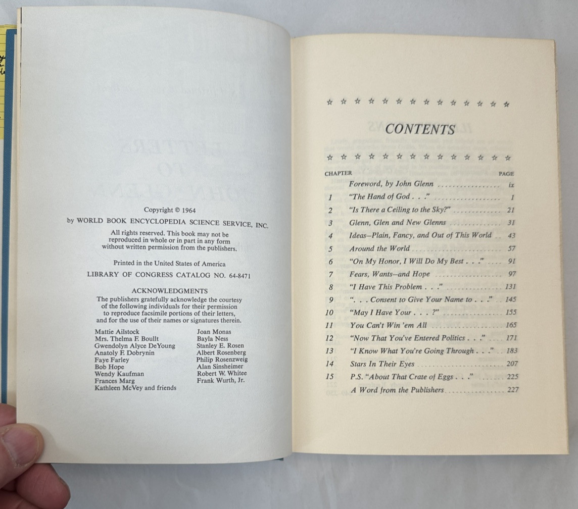 “P.S.  I Listened to Your Heart Beat” - Letters To John Glenn - 1964 HC/DJ - Image 3