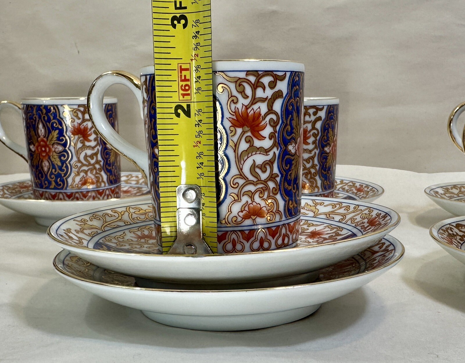 Set of Six (6) Vintage Japanese Fukusen Original Imari Demitasse Cups & Saucers - Image 8