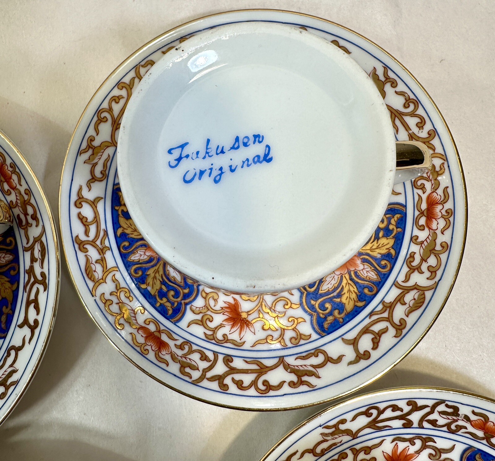 Set of Six (6) Vintage Japanese Fukusen Original Imari Demitasse Cups & Saucers - Image 9