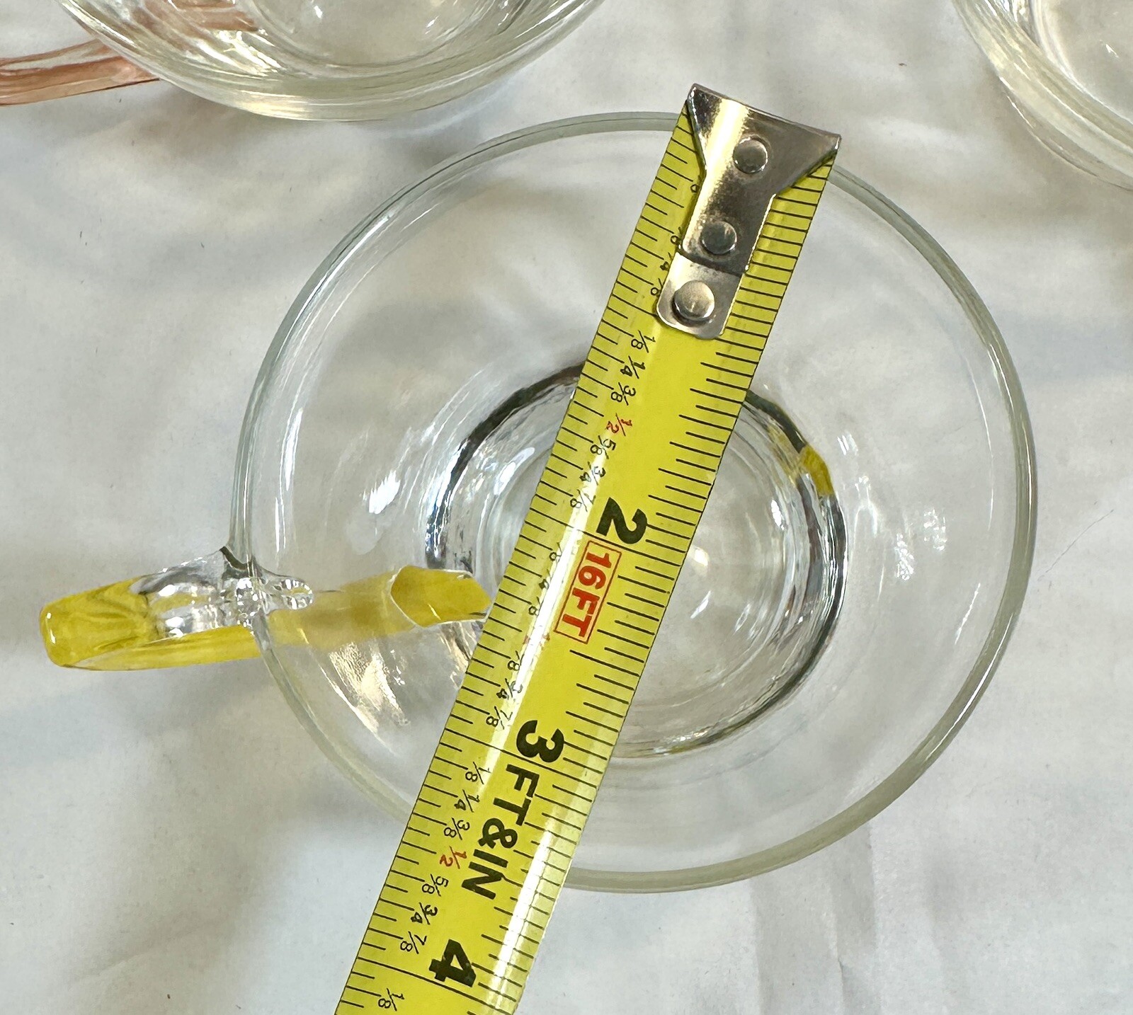 Hazel Atlas 5 (Five) Gay Fad Clear Glass Hand Painted Handle Coffee Cups - USA - Image 12